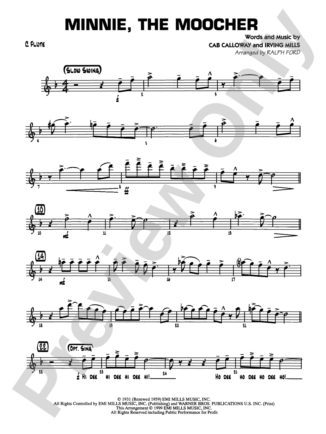 Minnie the Moocher: Flute