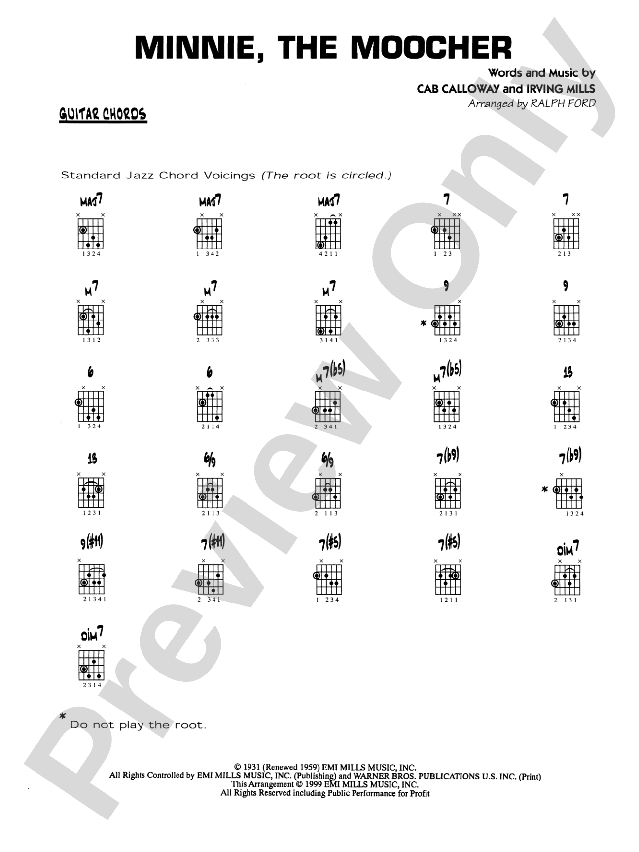Minnie the Moocher: Guitar Chords