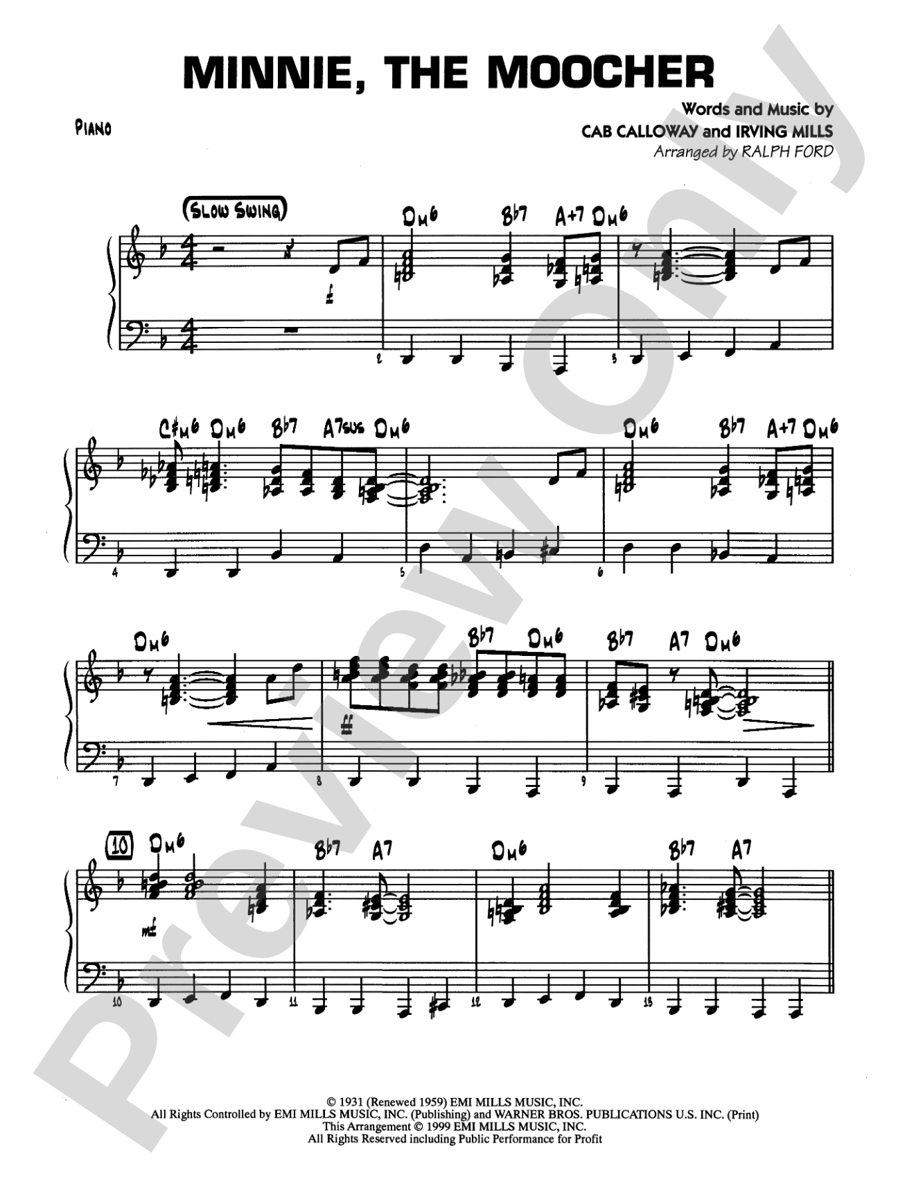 Minnie the Moocher: Piano Accompaniment