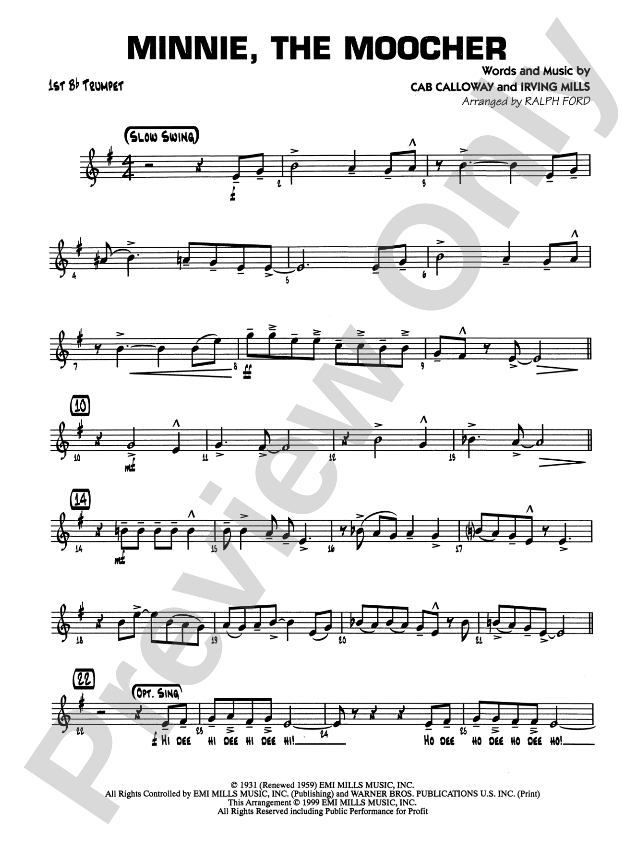 Minnie the Moocher: 1st B-flat Trumpet