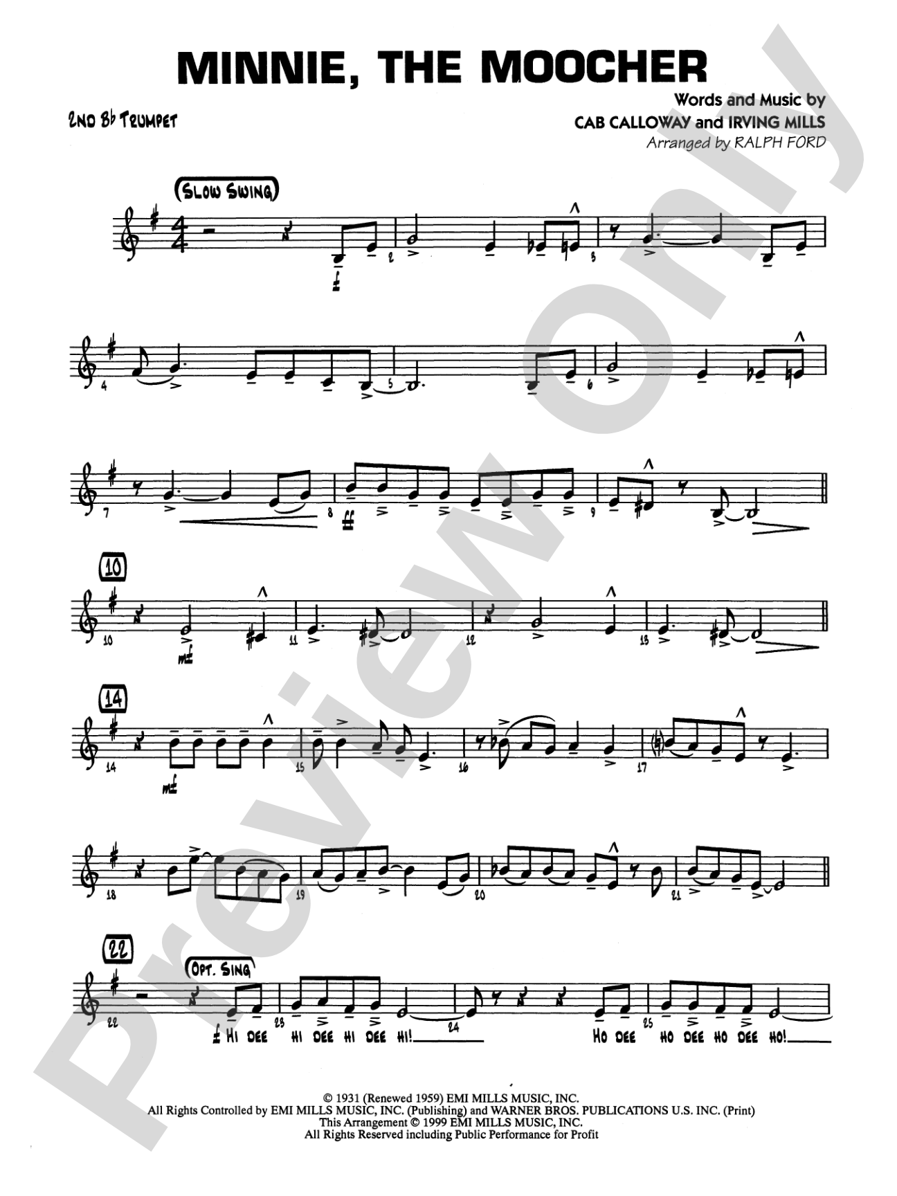 Minnie the Moocher: 2nd B-flat Trumpet