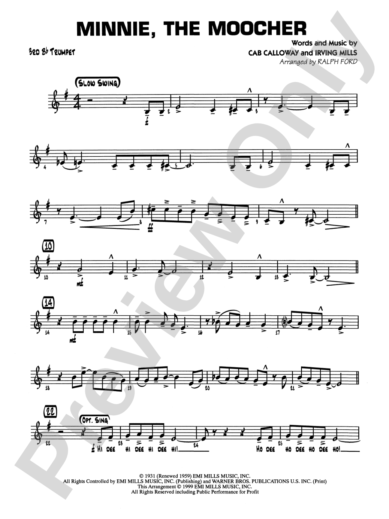Minnie the Moocher: 3rd B-flat Trumpet