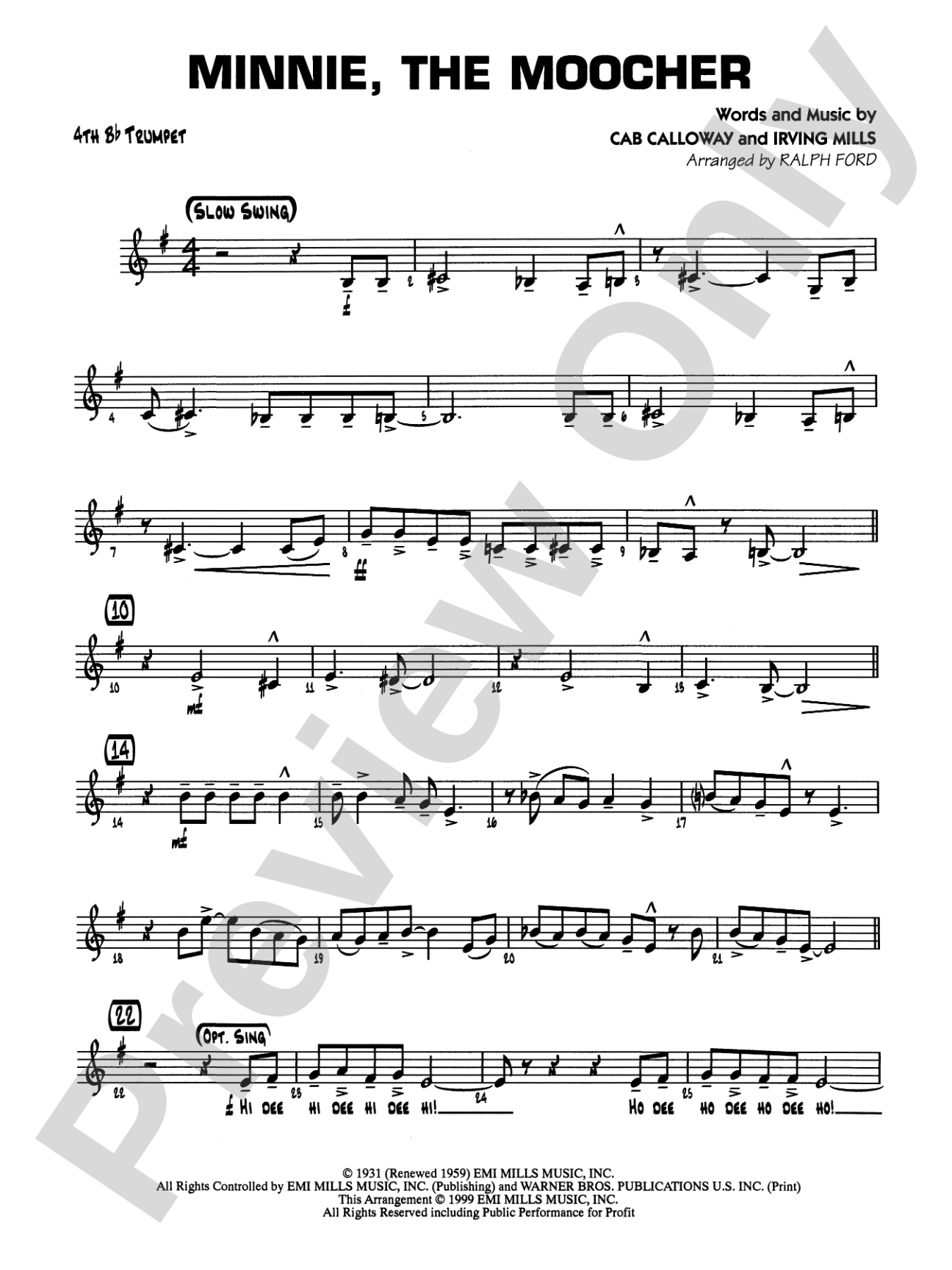 Minnie the Moocher: 4th B-flat Trumpet