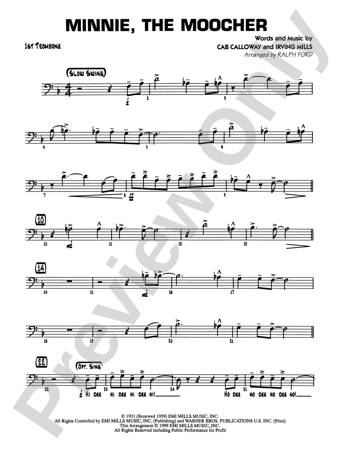 Minnie the Moocher: 1st Trombone