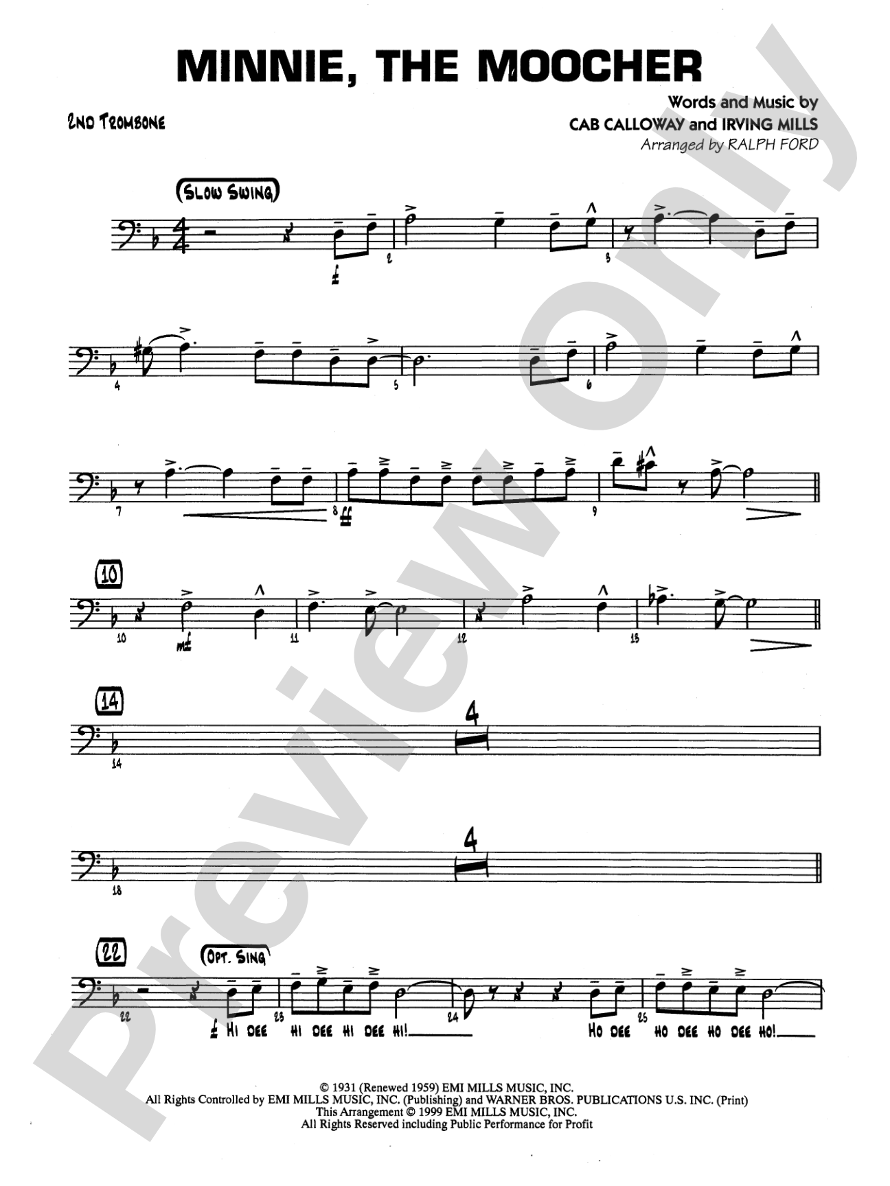 Minnie the Moocher: 2nd Trombone