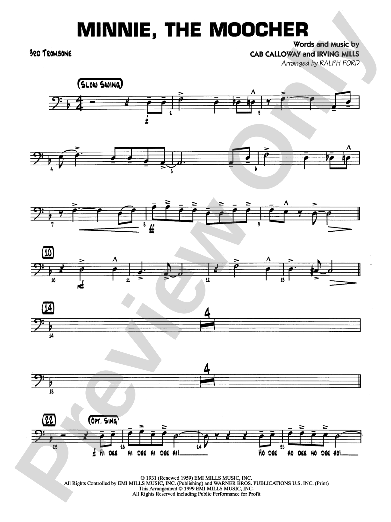 Minnie the Moocher: 3rd Trombone