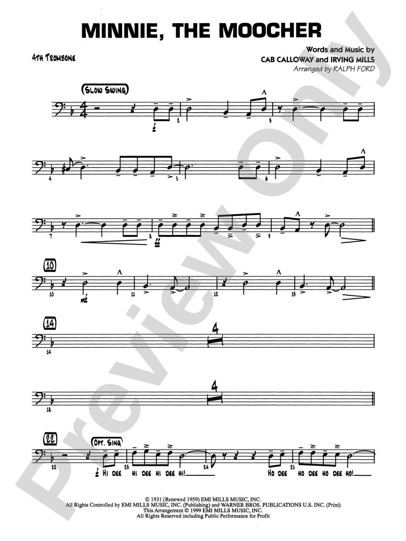 Minnie the Moocher: 4th Trombone