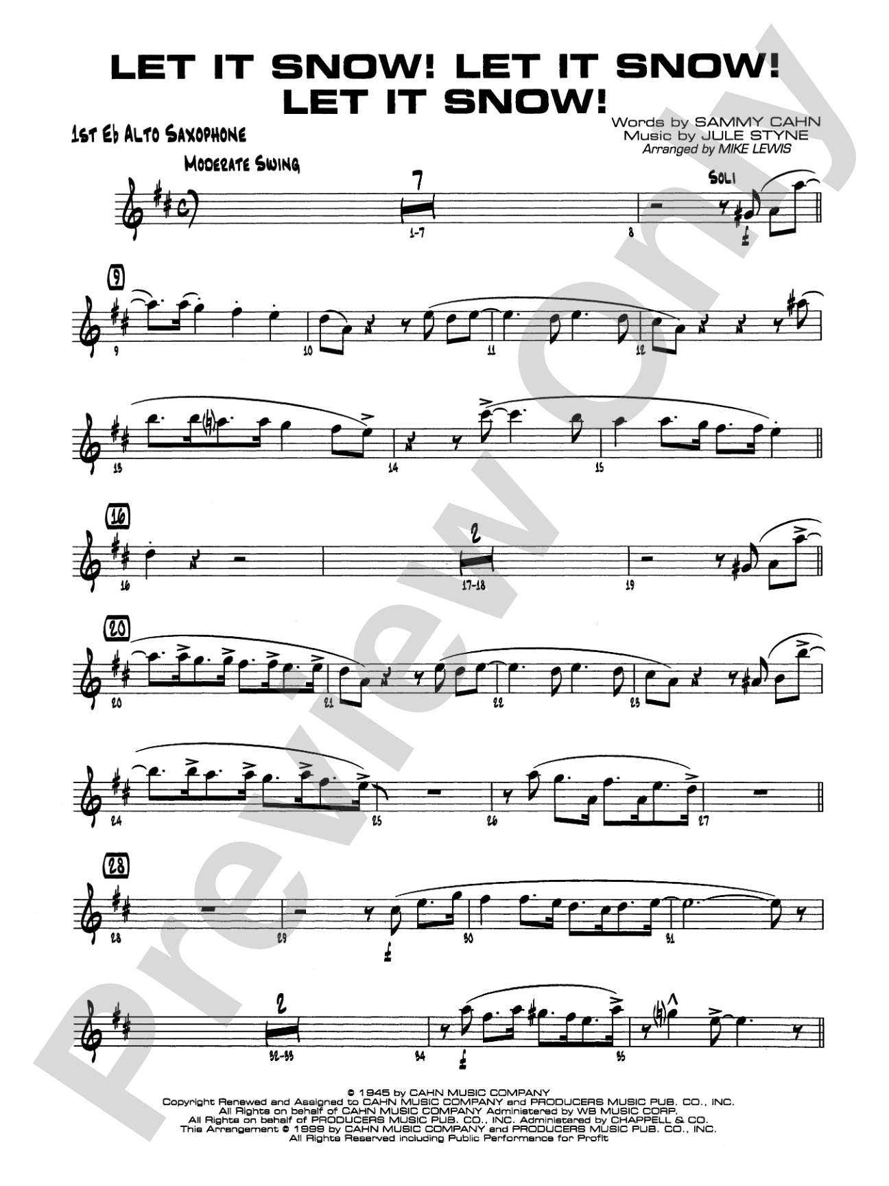 Let It Snow! Let It Snow! Let It Snow!: E-flat Alto Saxophone