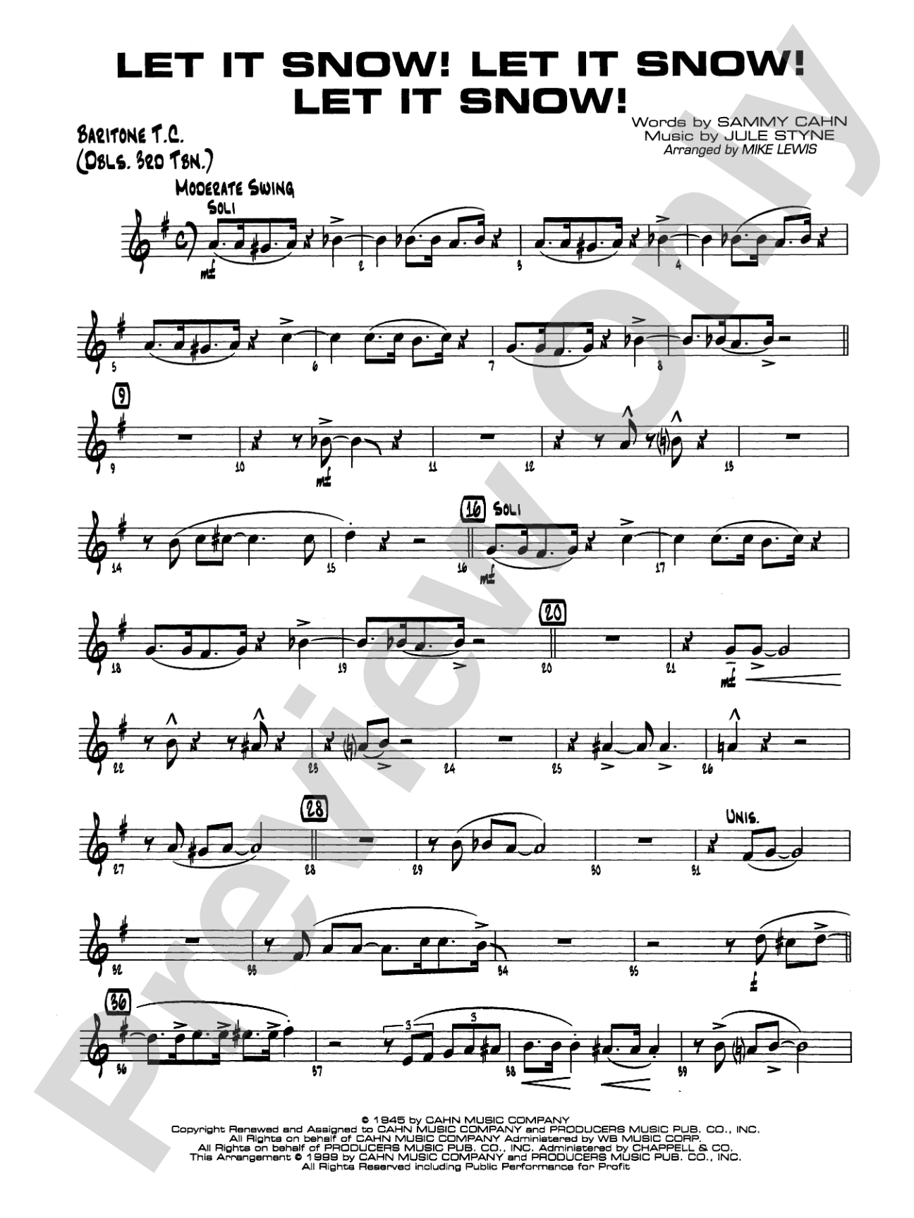 Let It Snow! Let It Snow! Let It Snow!: Baritone T.C.