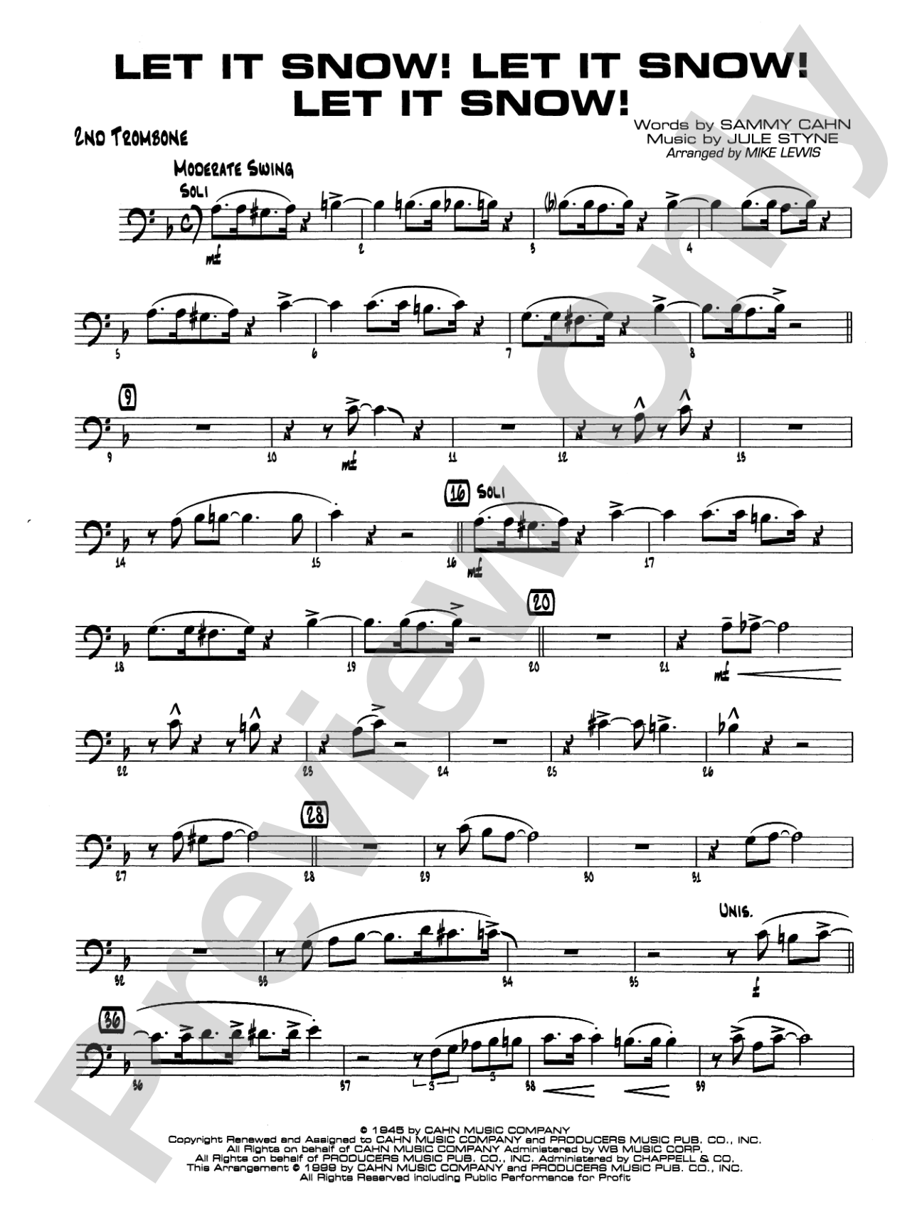 Let It Snow! Let It Snow! Let It Snow!: 2nd Trombone