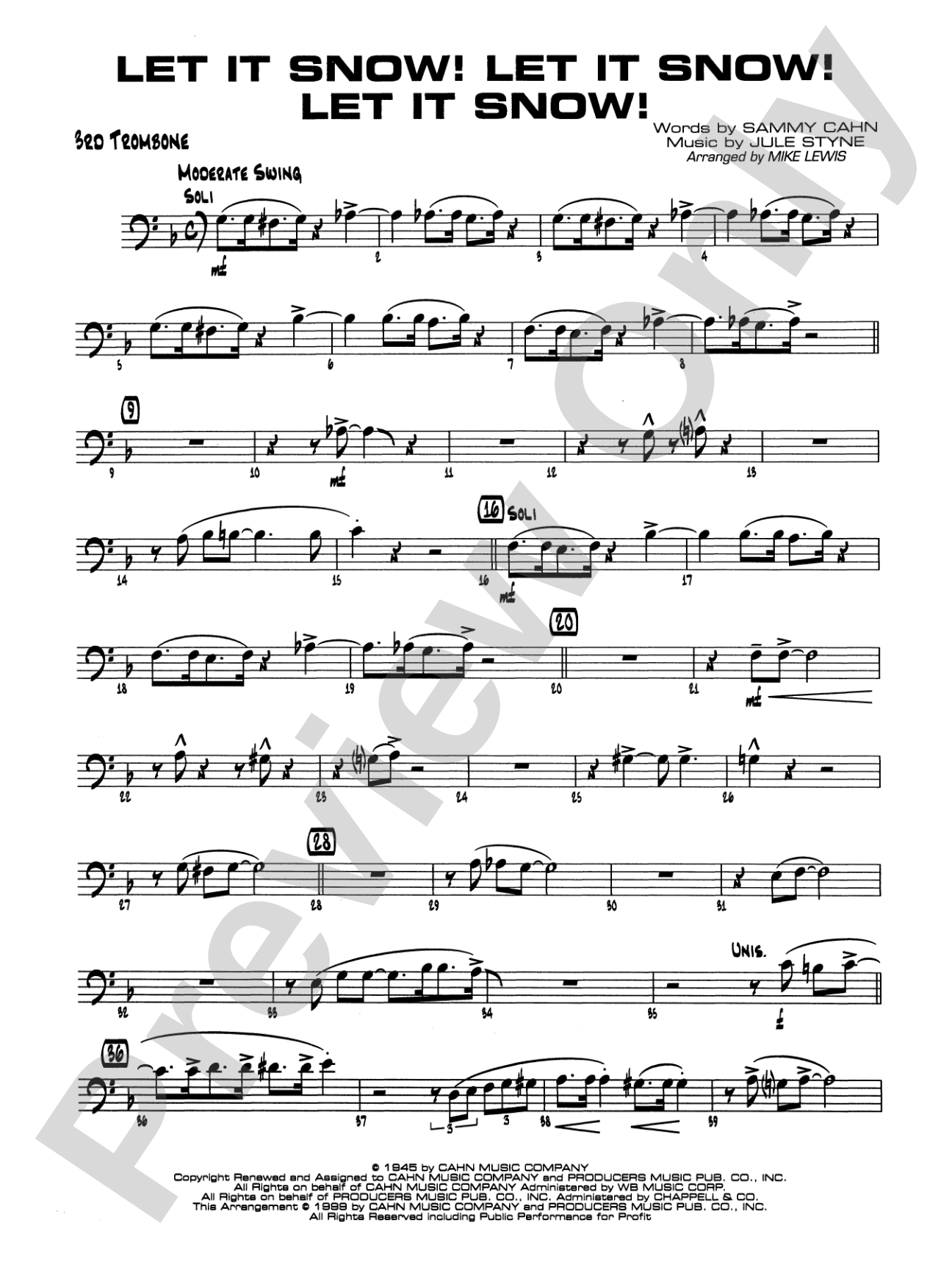 Let It Snow! Let It Snow! Let It Snow!: 3rd Trombone