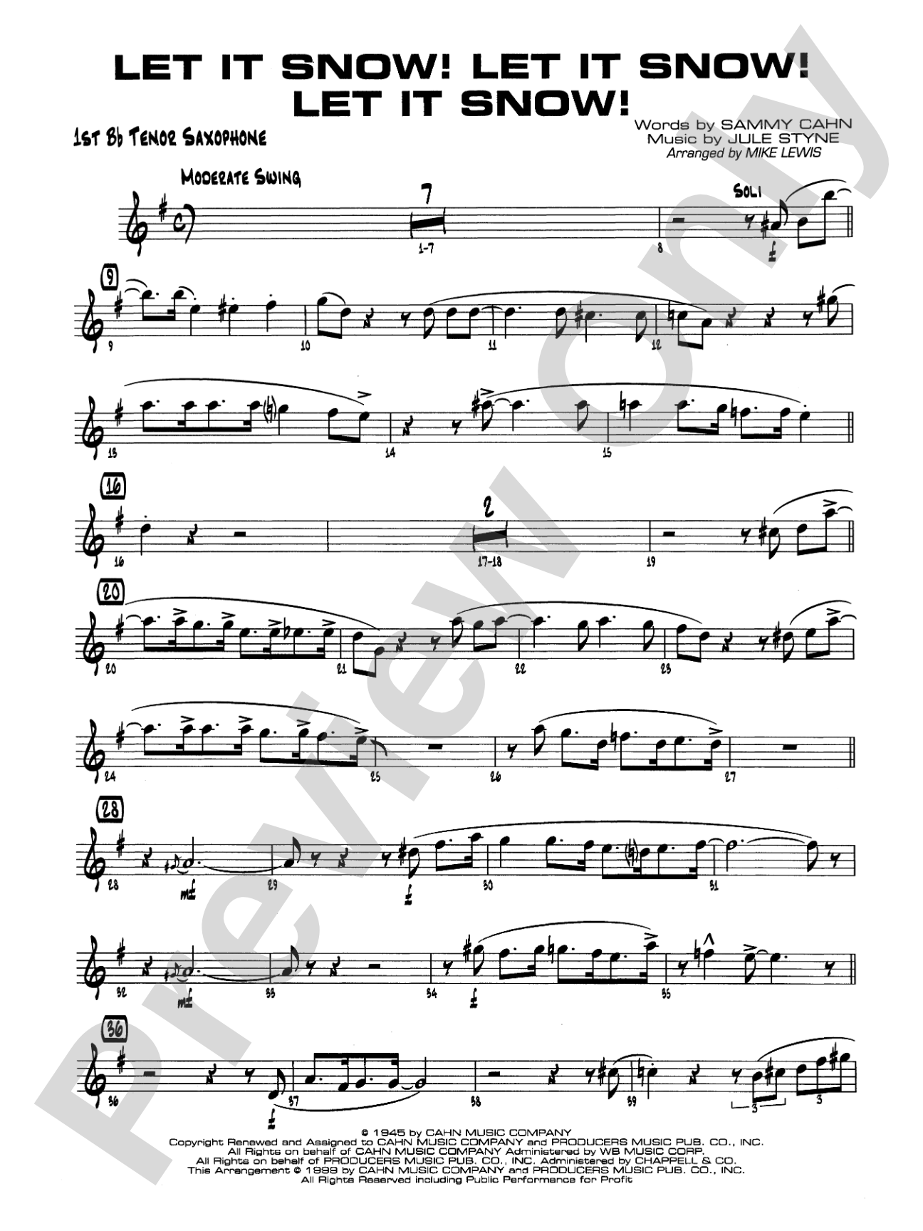 Let It Snow! Let It Snow! Let It Snow!: B-flat Tenor Saxophone
