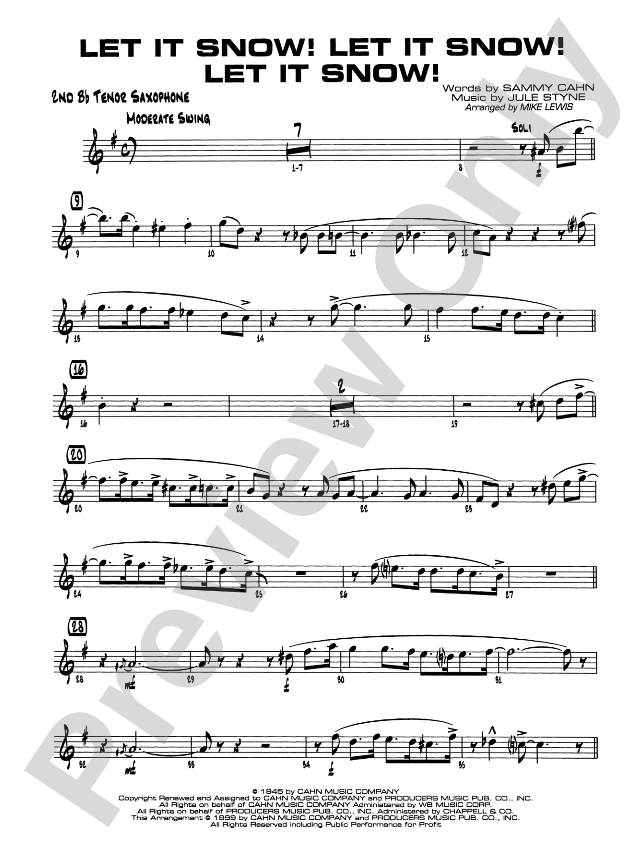 Let It Snow! Let It Snow! Let It Snow!: 2nd B-flat Tenor Saxophone