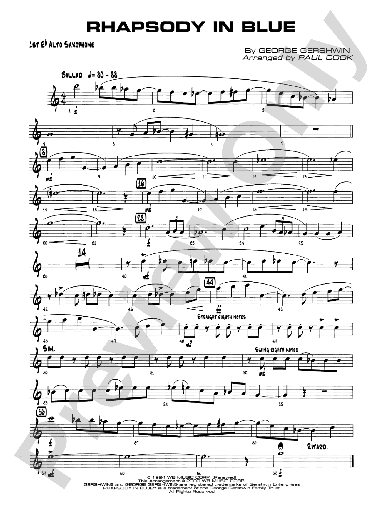 Rhapsody in Blue: E-flat Alto Saxophone