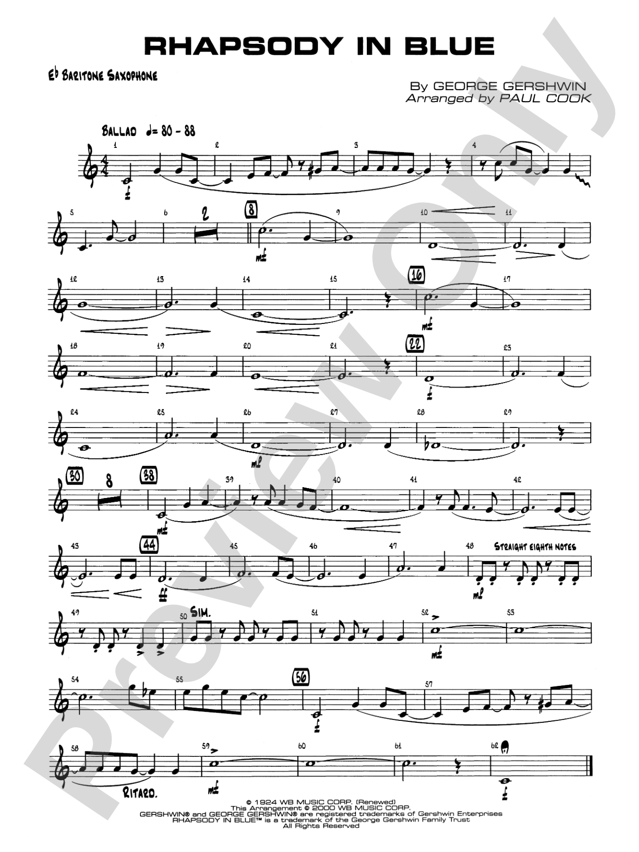 Rhapsody in Blue: E-flat Baritone Saxophone