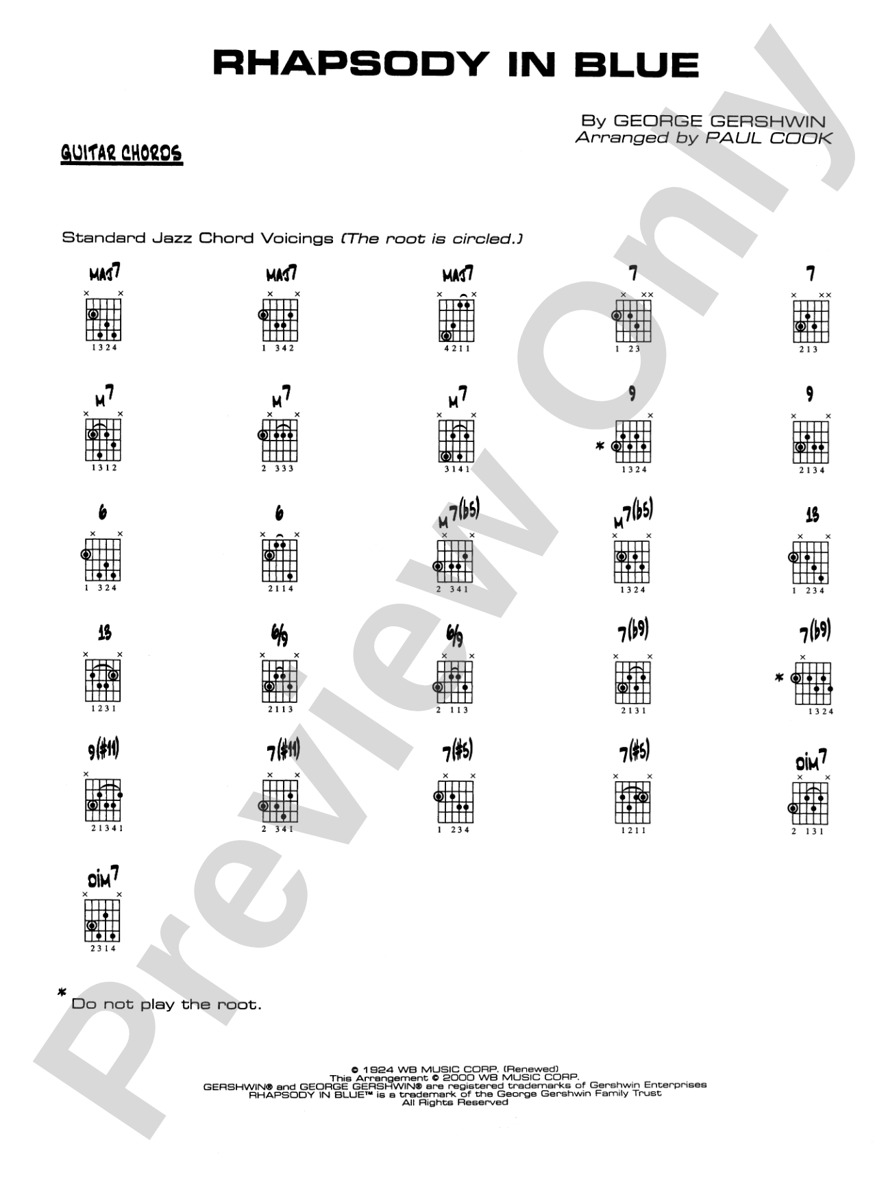 Rhapsody in Blue: Guitar Chords
