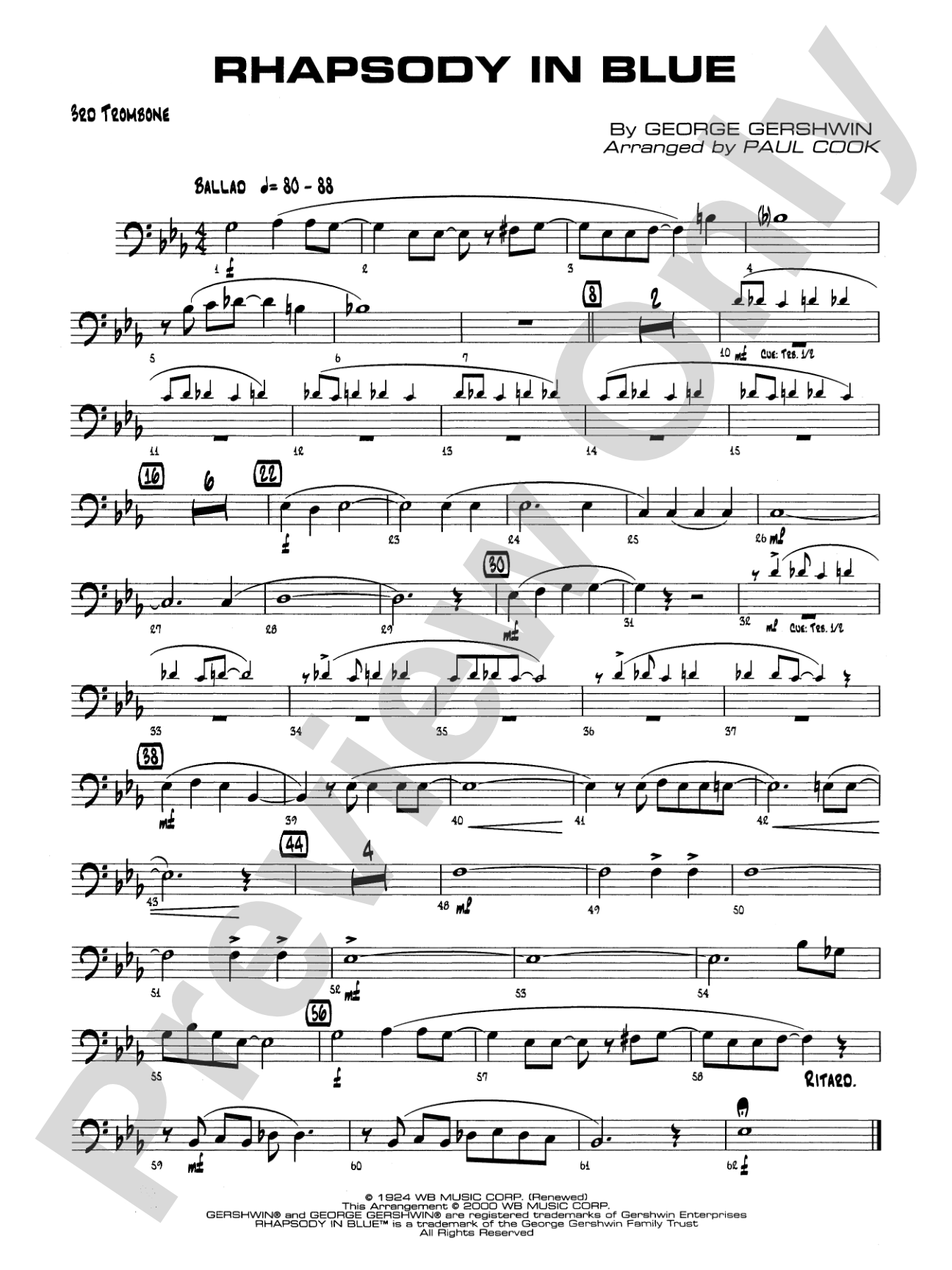 Rhapsody in Blue: 3rd Trombone