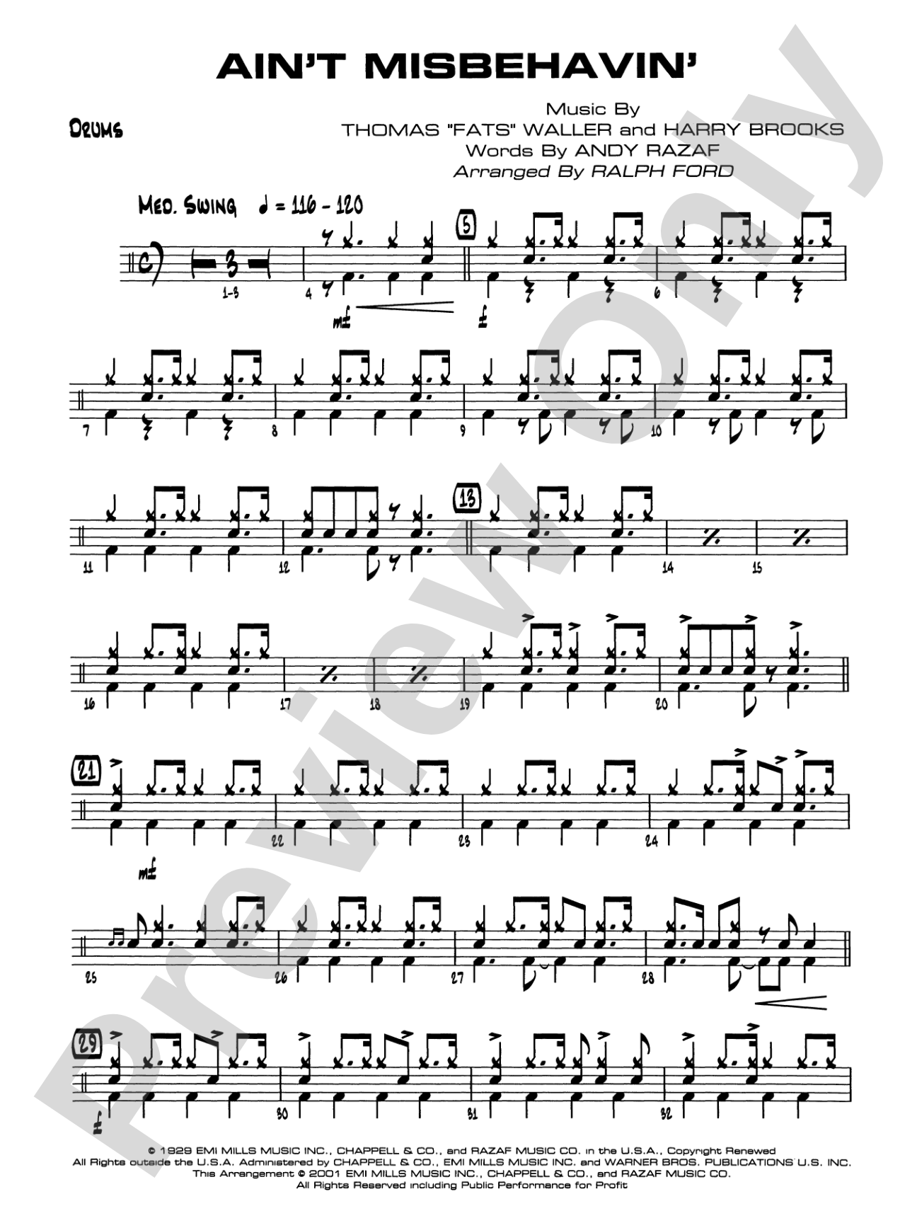 Ain't Misbehavin': Drums