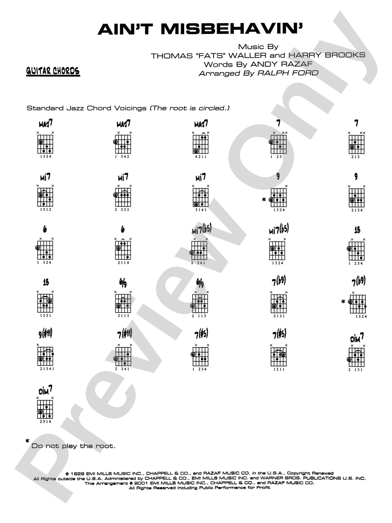 Ain't Misbehavin': Guitar Chords