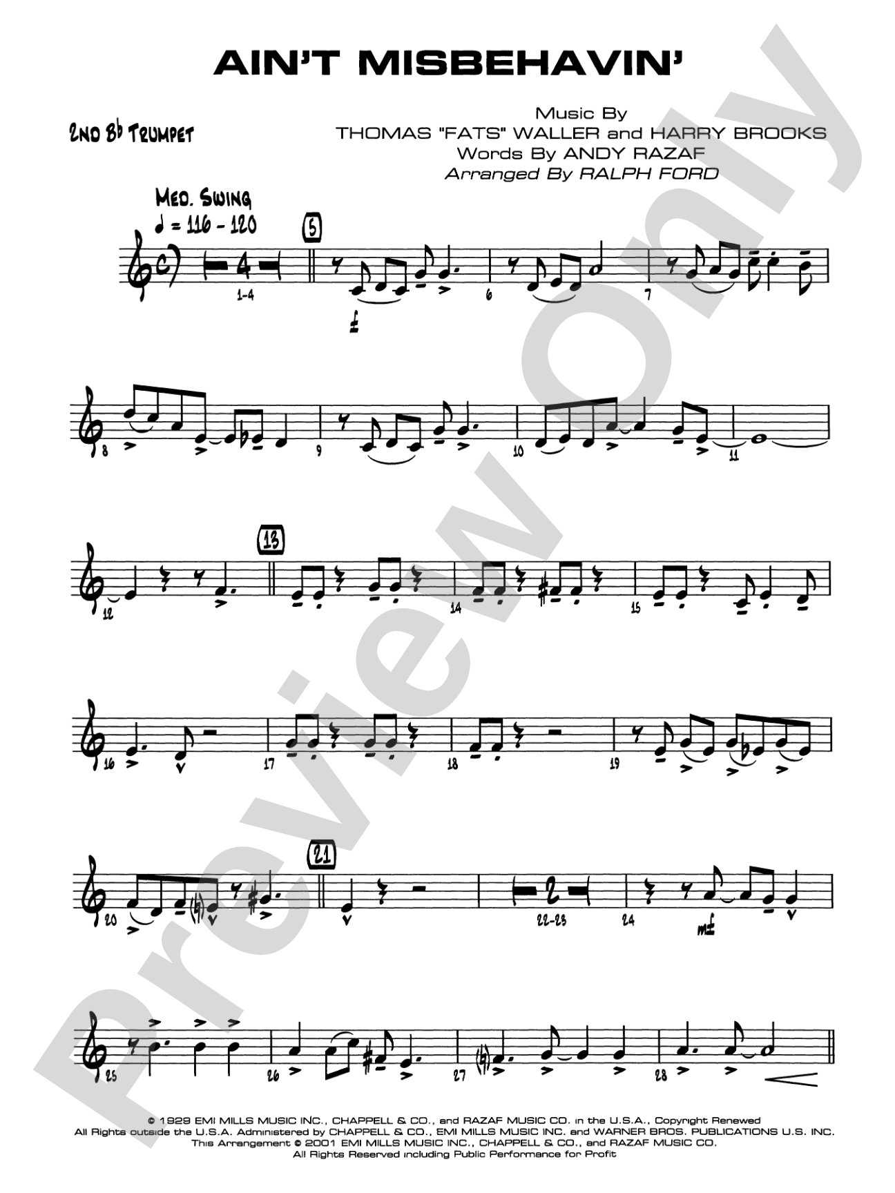 Ain't Misbehavin': 2nd B-flat Trumpet