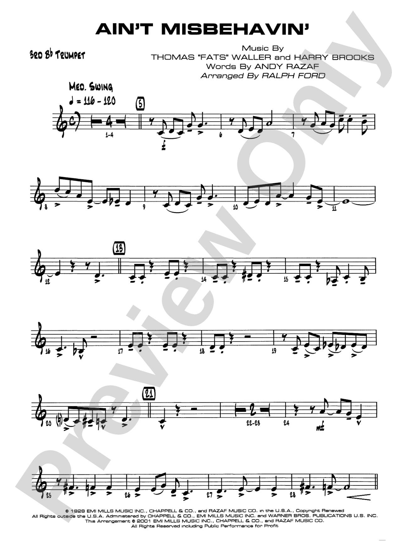 Ain't Misbehavin': 3rd B-flat Trumpet