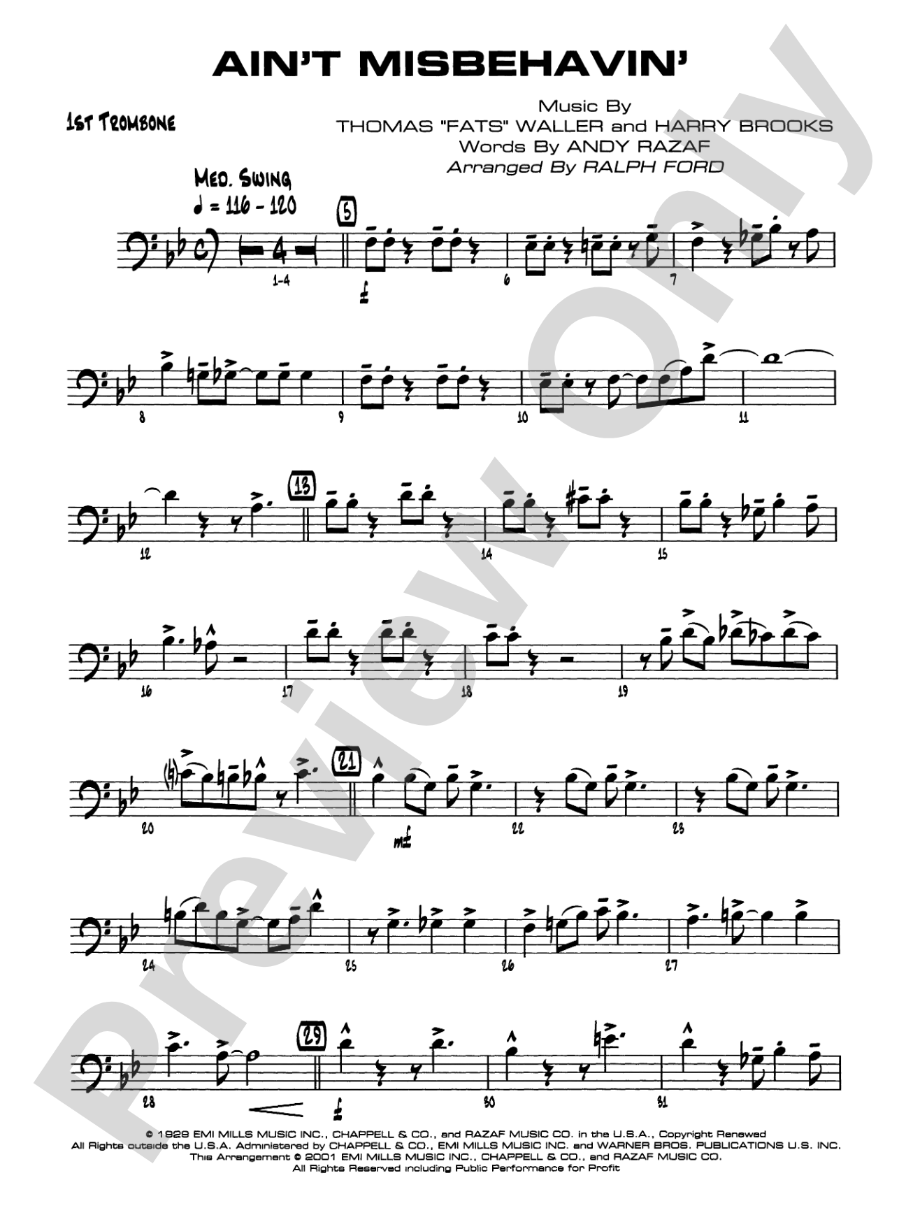 Ain't Misbehavin': 1st Trombone