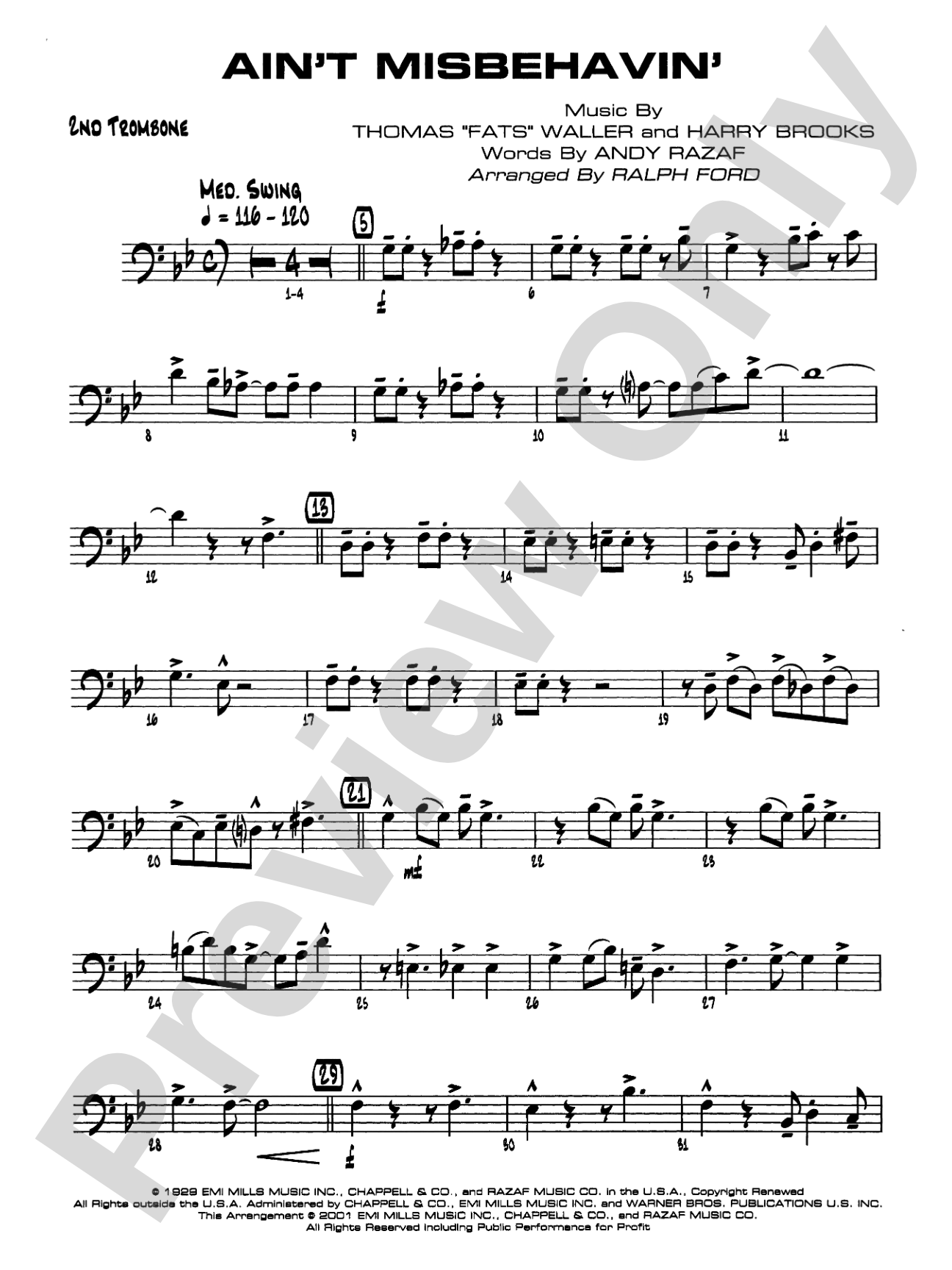Ain't Misbehavin': 2nd Trombone