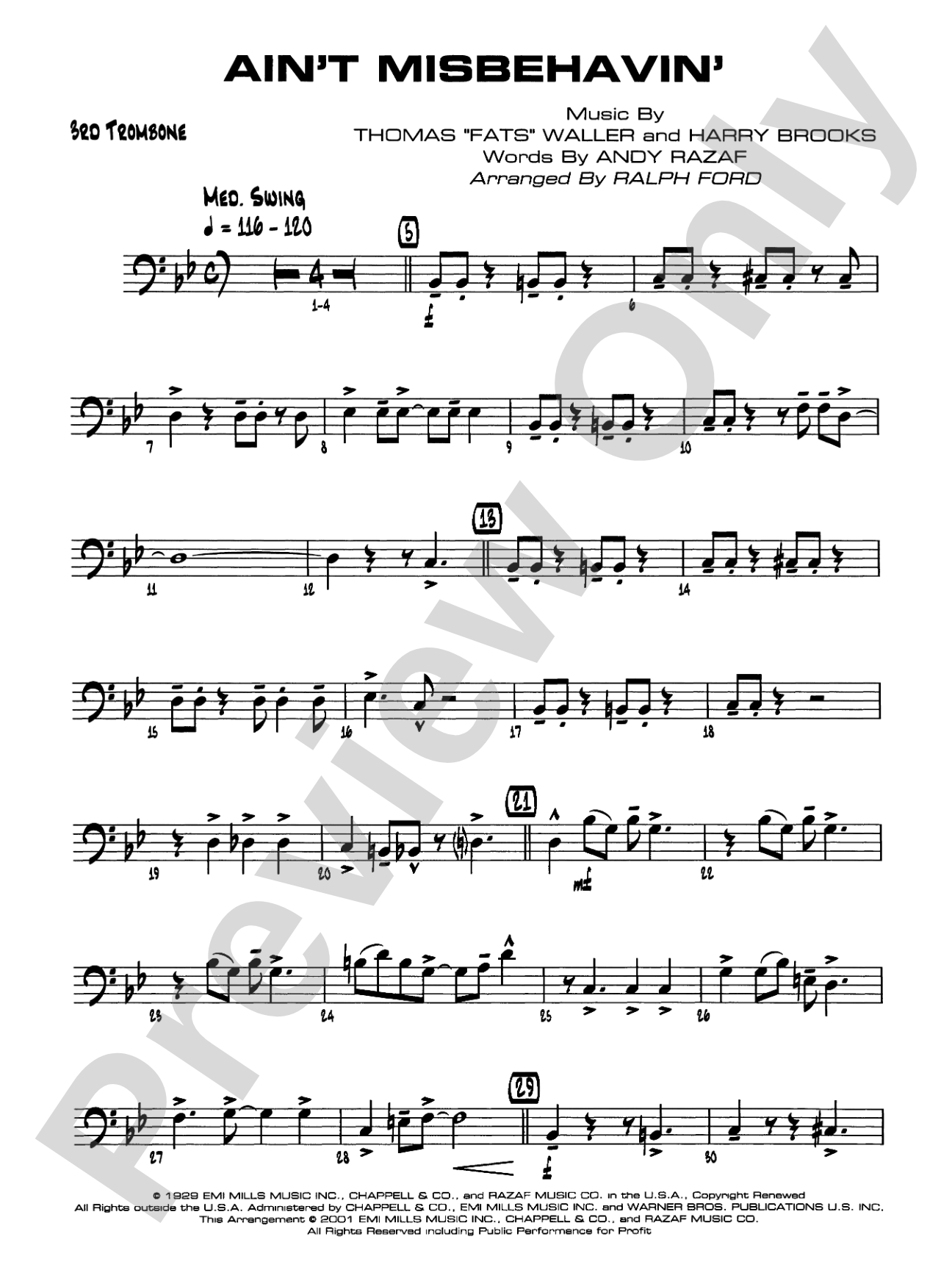 Ain't Misbehavin': 3rd Trombone