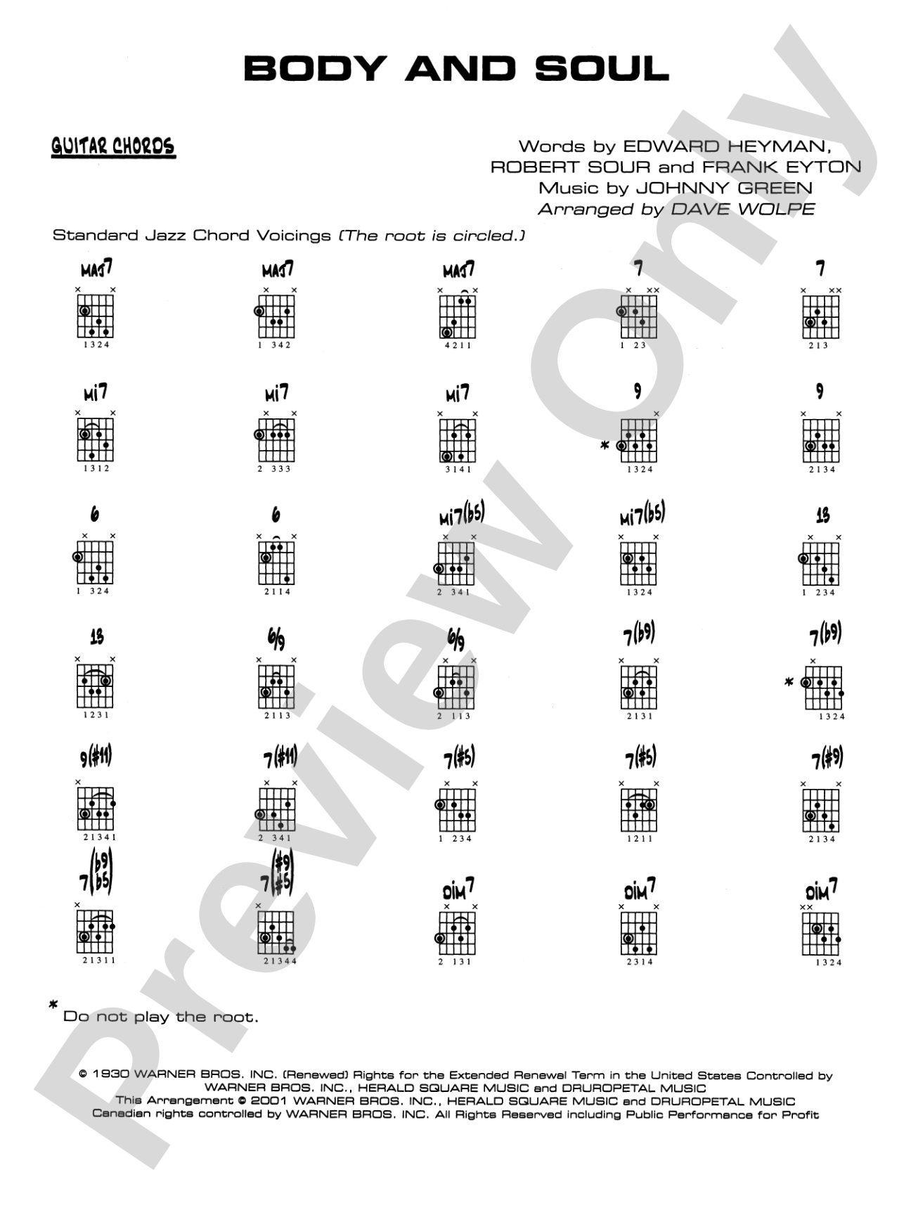 Body and Soul: Guitar Chords