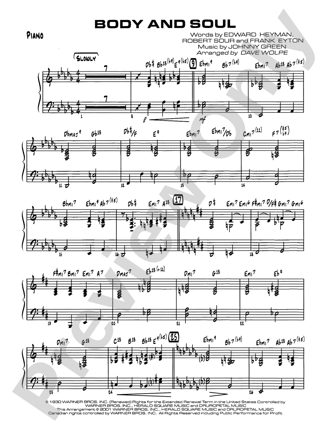 Body and Soul: Piano Accompaniment