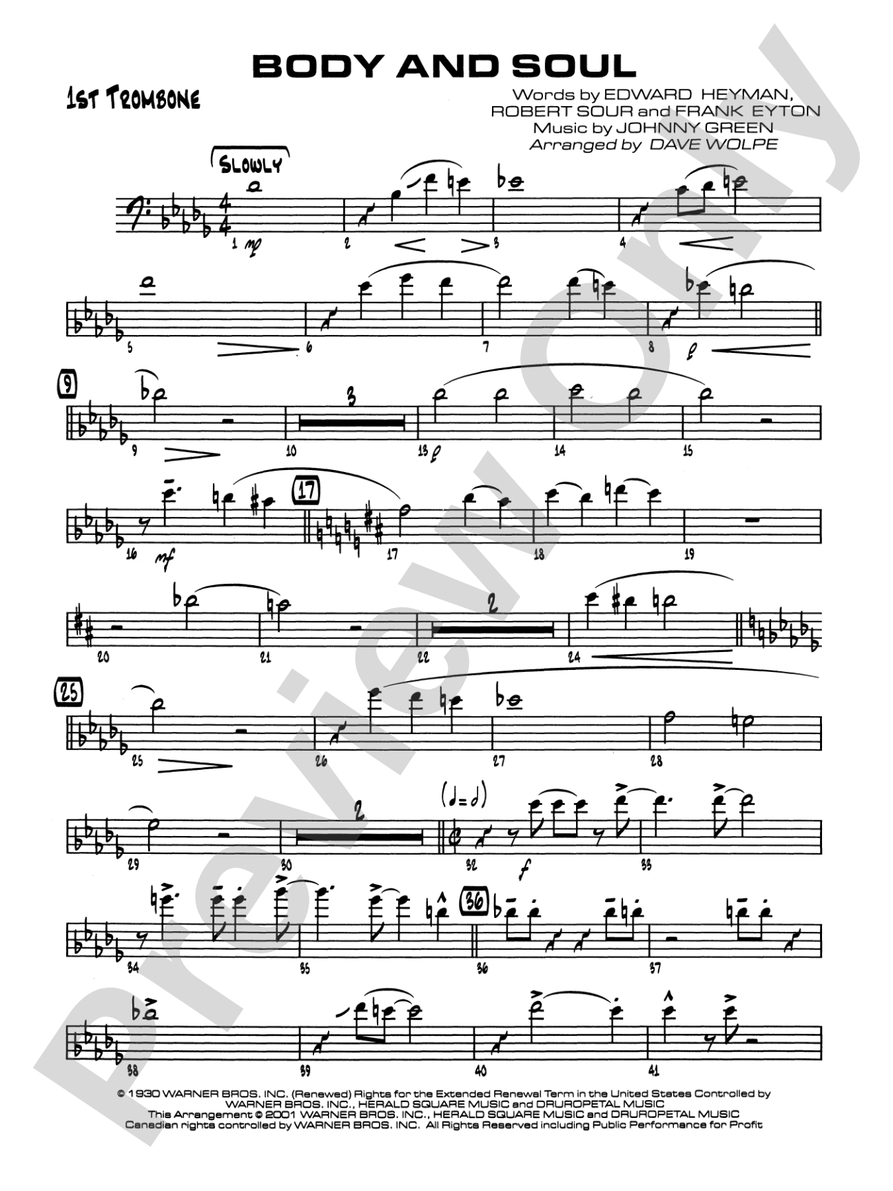Body and Soul: 1st Trombone