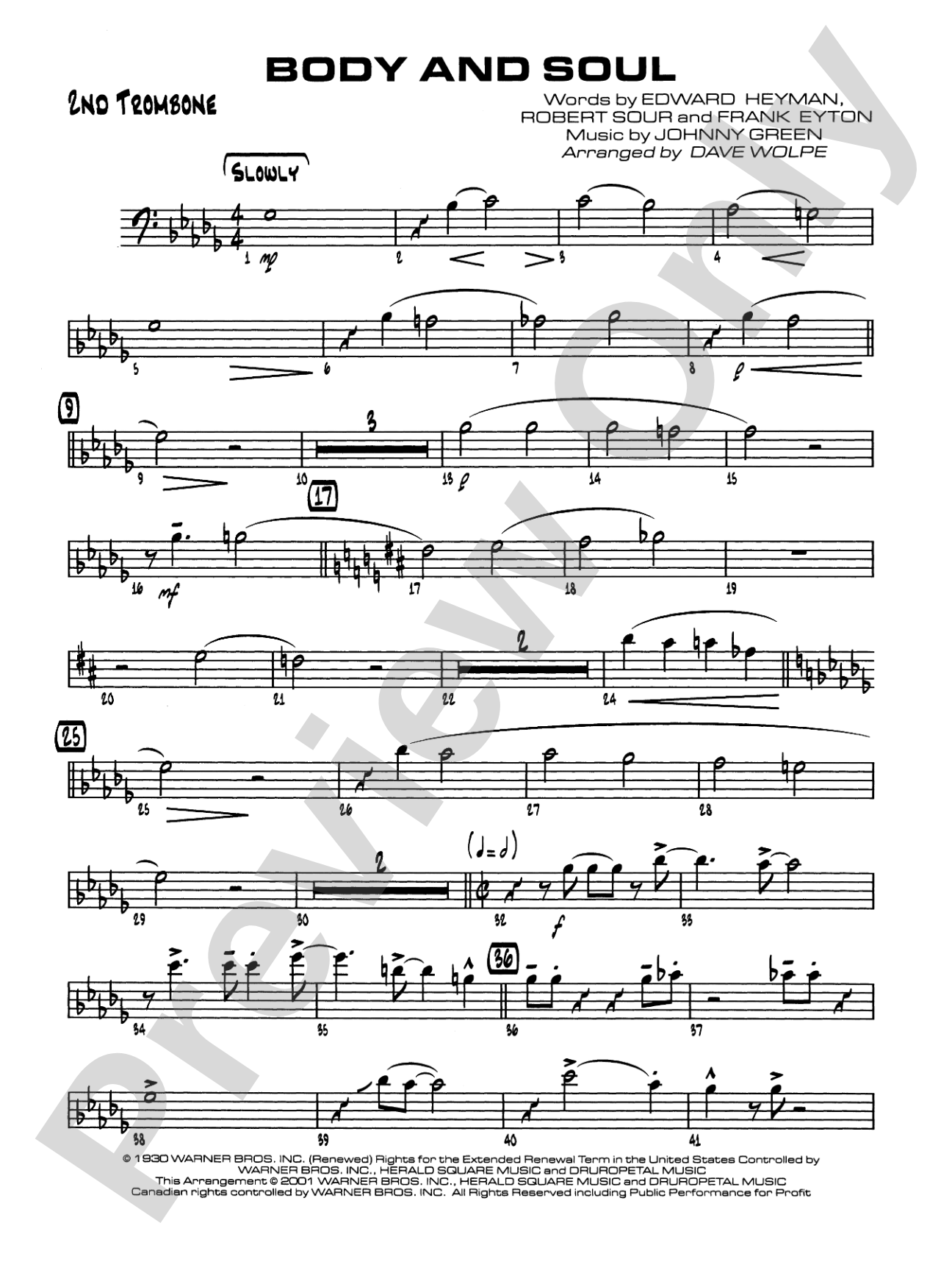 Body and Soul: 2nd Trombone