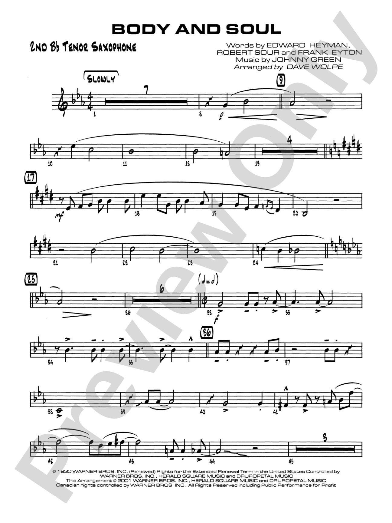 Body and Soul: 2nd B-flat Tenor Saxophone