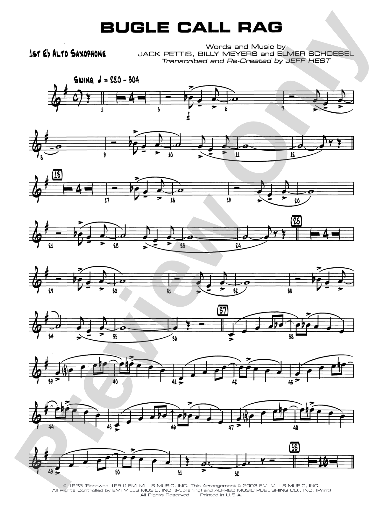 Bugle Call Rag: E-flat Alto Saxophone