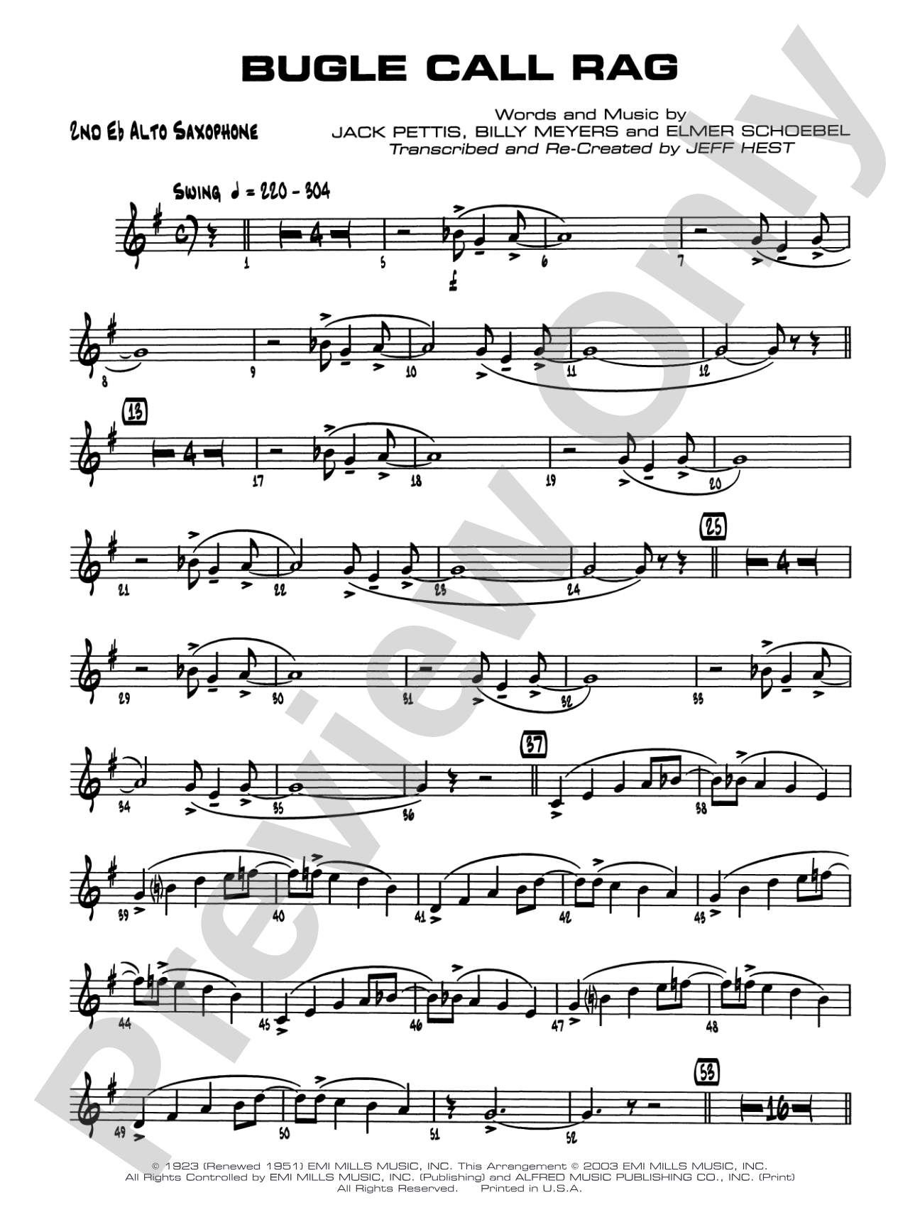 Bugle Call Rag: 2nd E-flat Alto Saxophone
