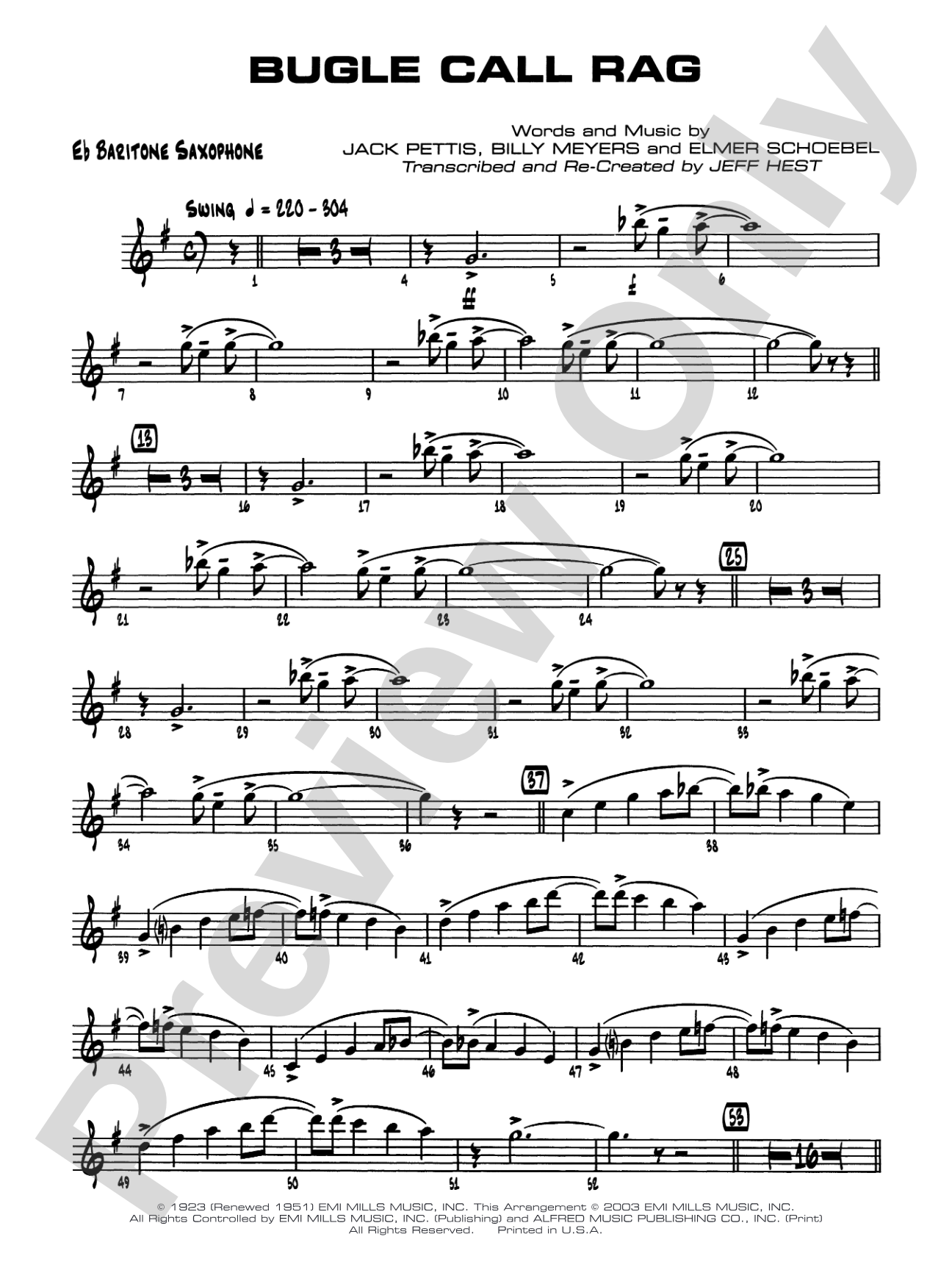 Bugle Call Rag: E-flat Baritone Saxophone