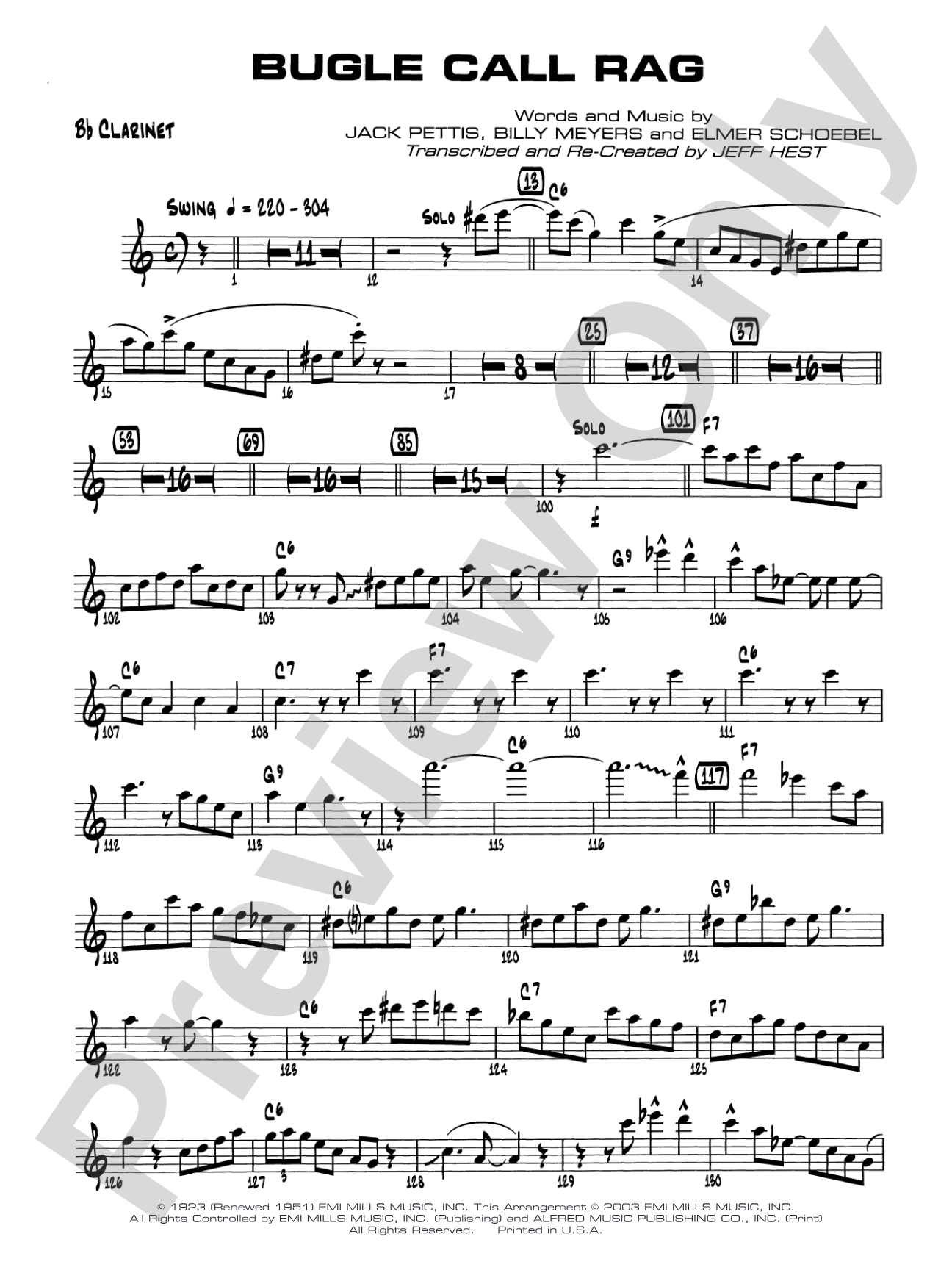 Bugle Call Rag: 1st B-flat Clarinet