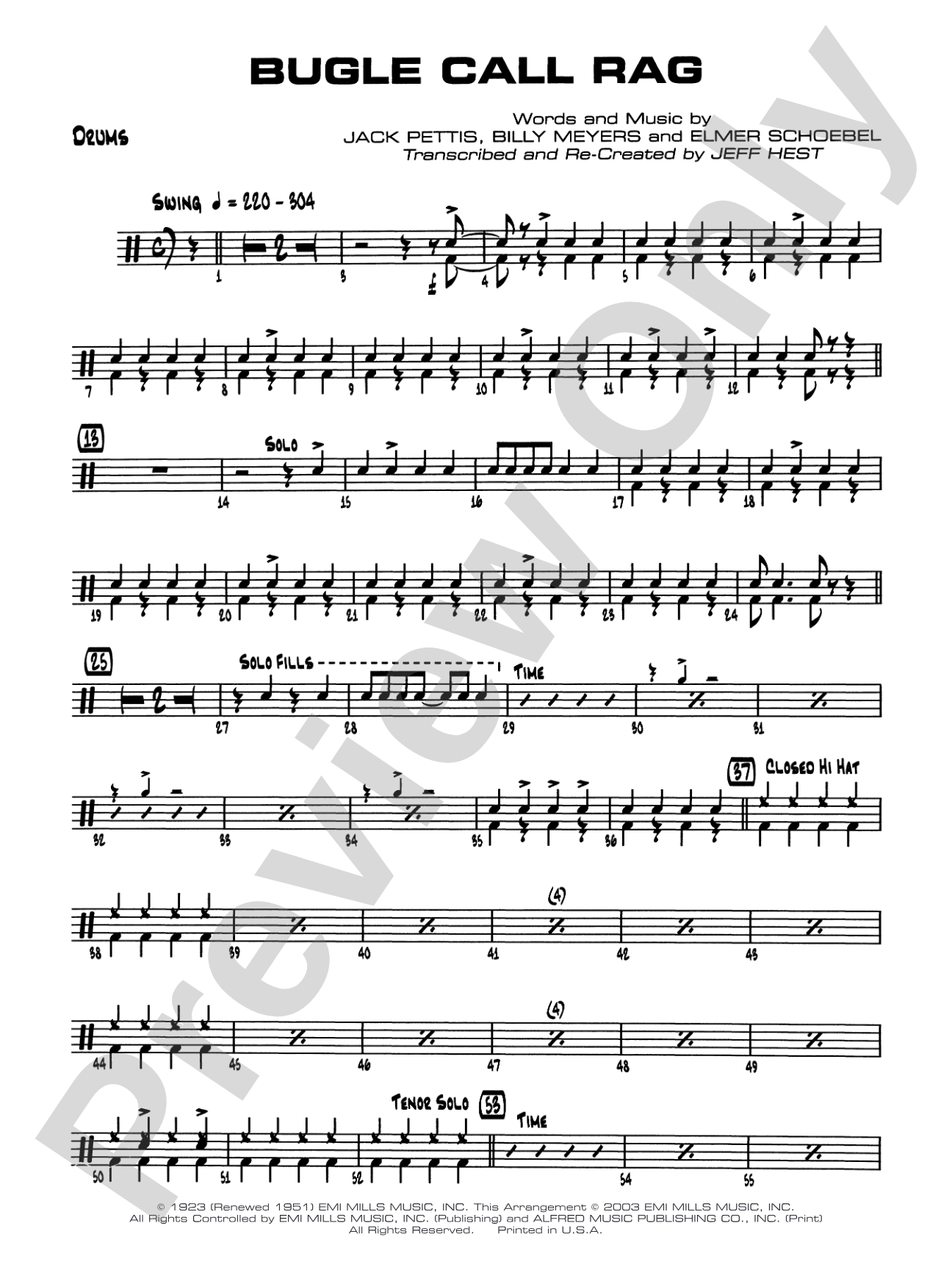 Bugle Call Rag: Drums