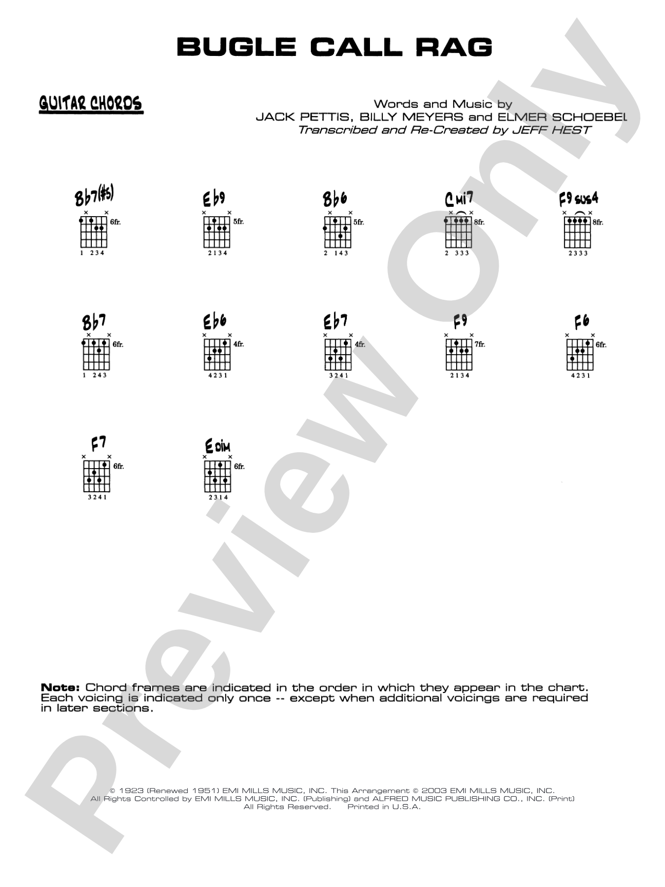 Bugle Call Rag: Guitar Chords