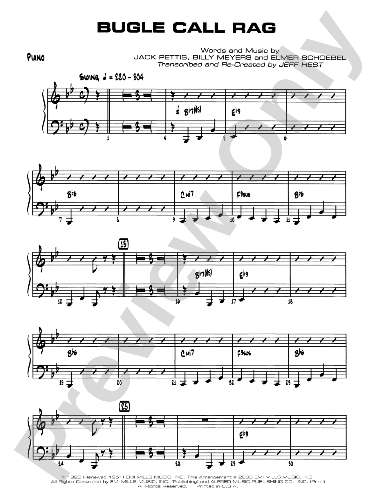 Bugle Call Rag: Piano Accompaniment