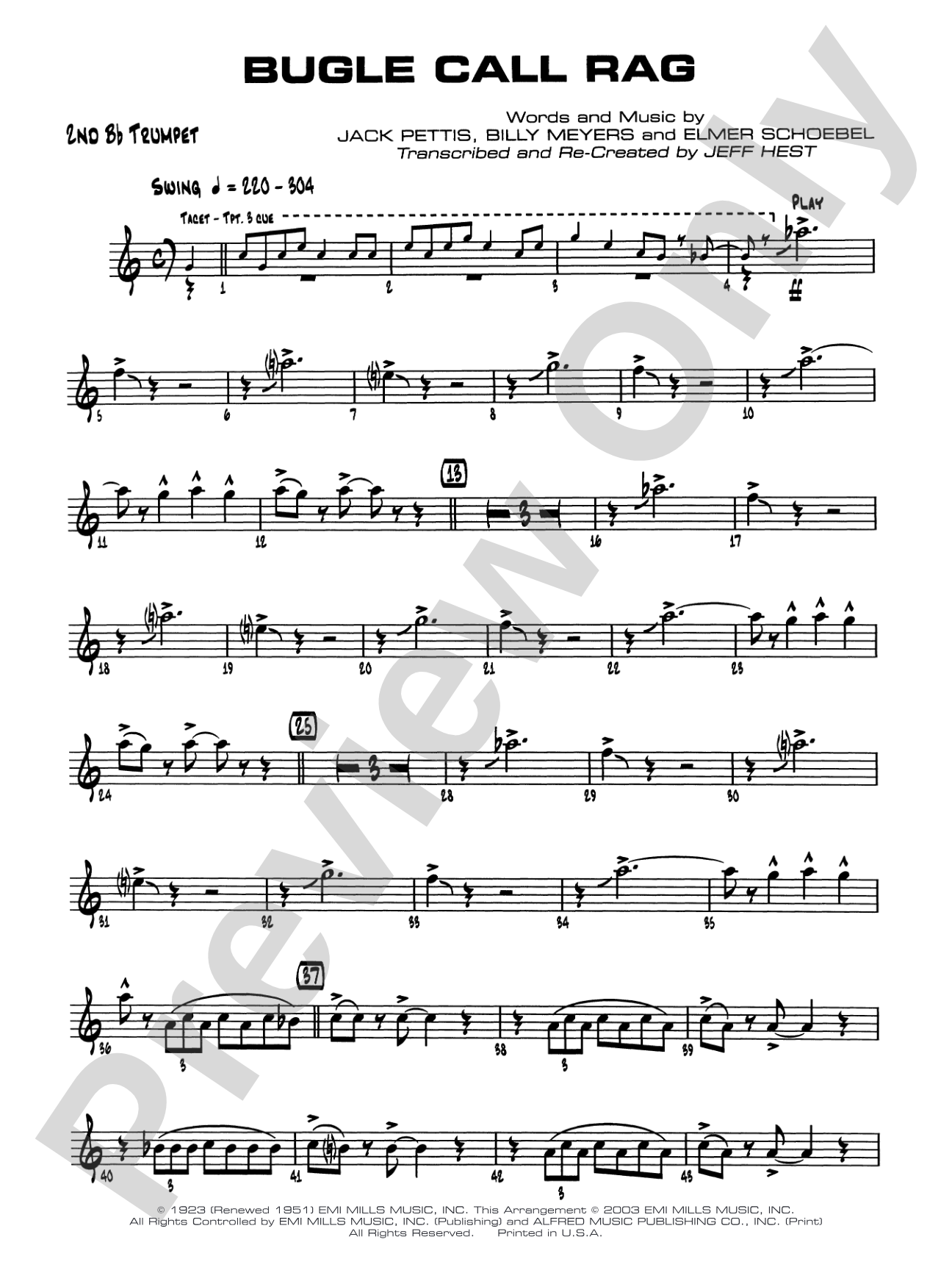 Bugle Call Rag: 2nd B-flat Trumpet