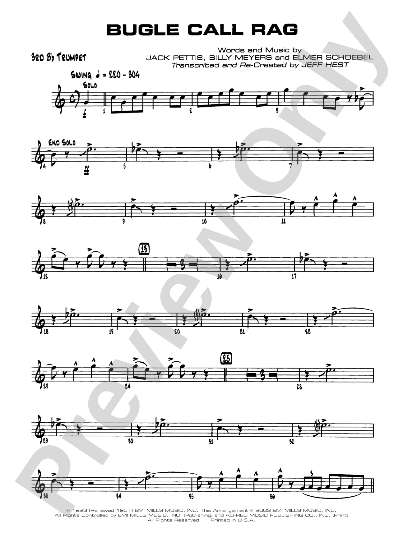 Bugle Call Rag: 3rd B-flat Trumpet