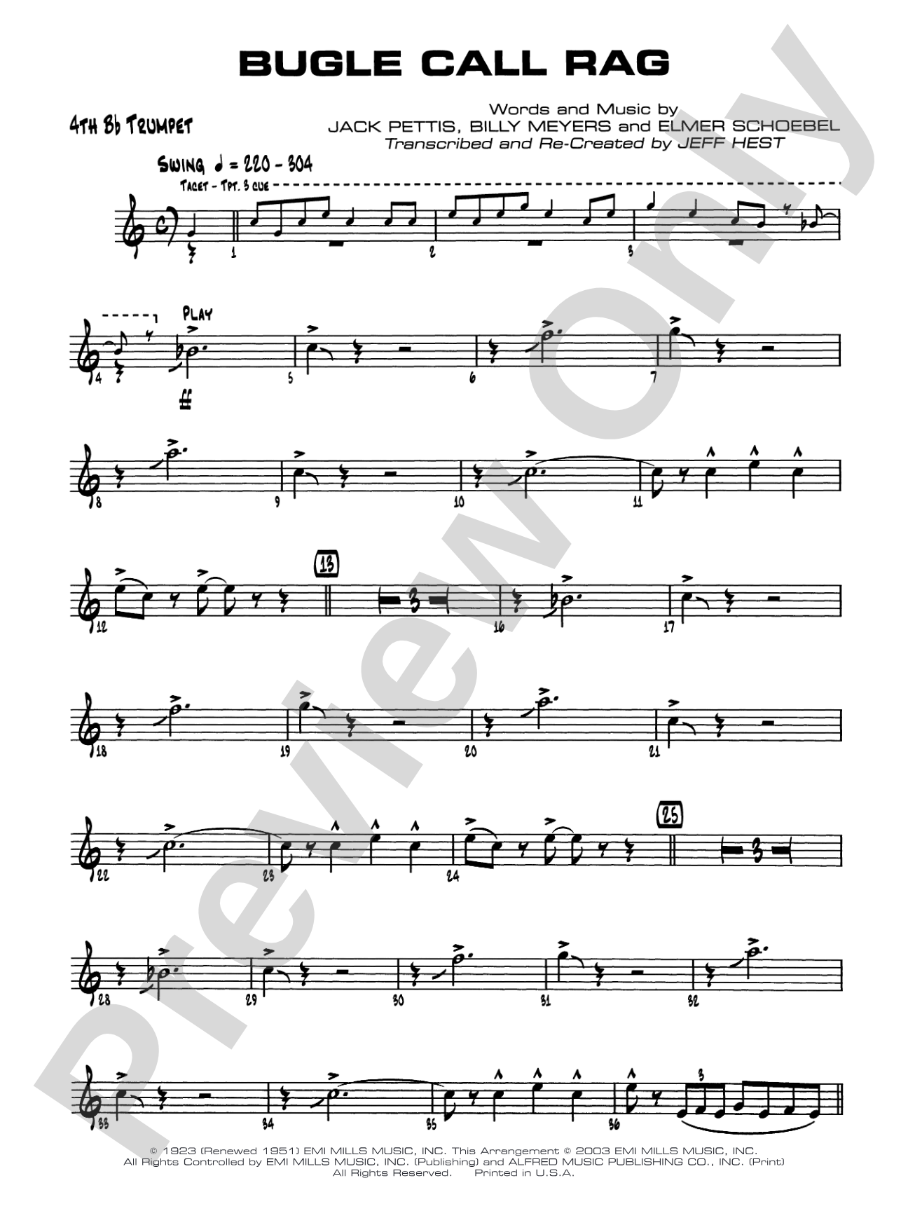 Bugle Call Rag: 4th B-flat Trumpet