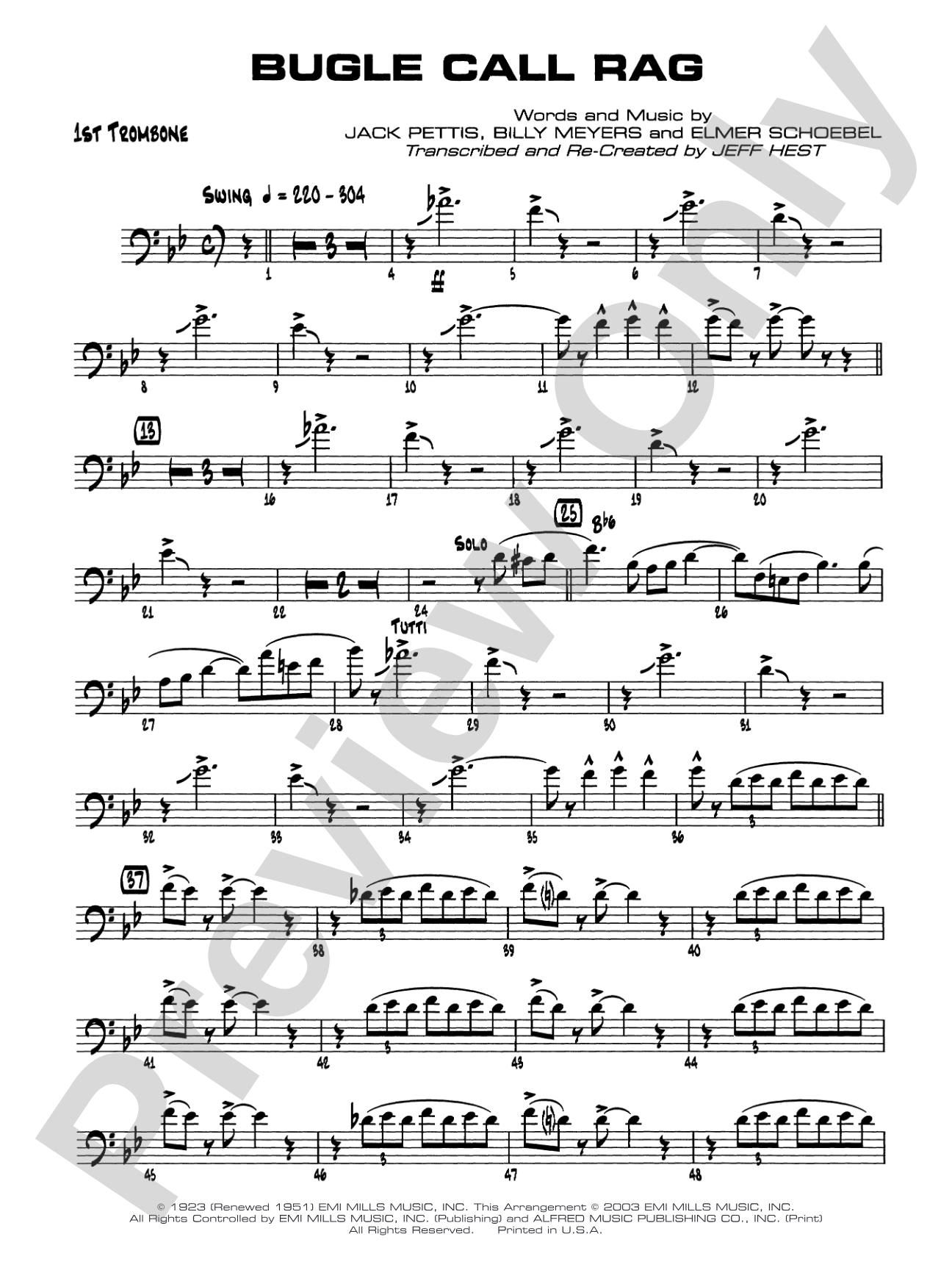 Bugle Call Rag: 1st Trombone