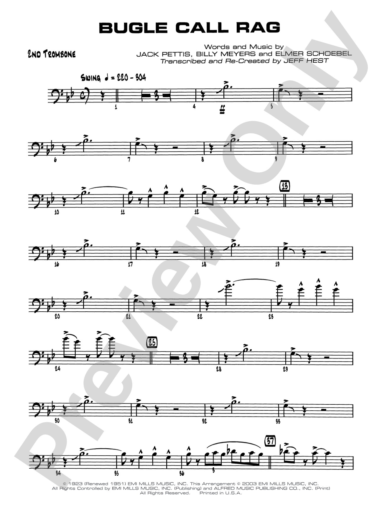 Bugle Call Rag: 2nd Trombone