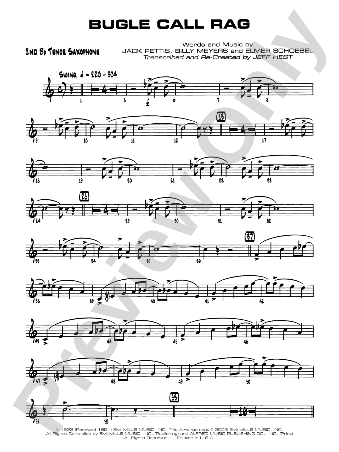 Bugle Call Rag: 2nd B-flat Tenor Saxophone
