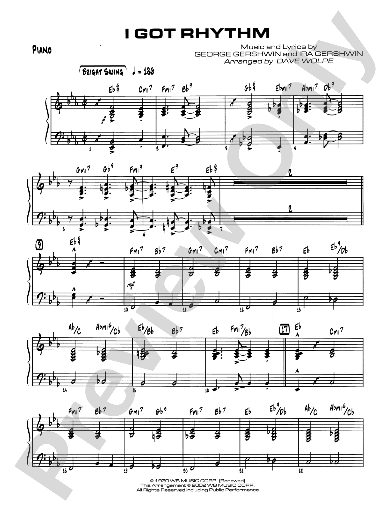 I Got Rhythm: Piano Accompaniment