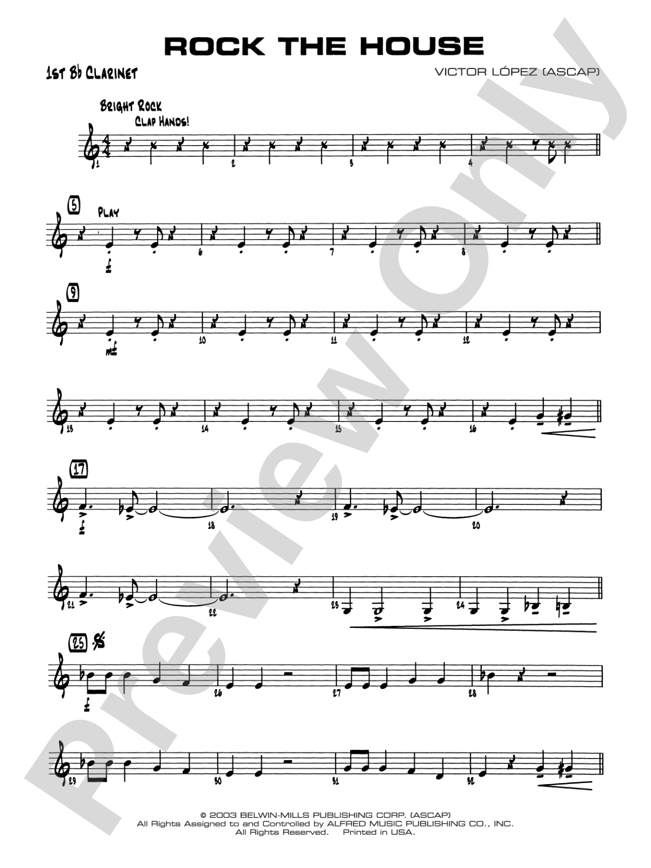 Rock the House: 1st B-flat Clarinet