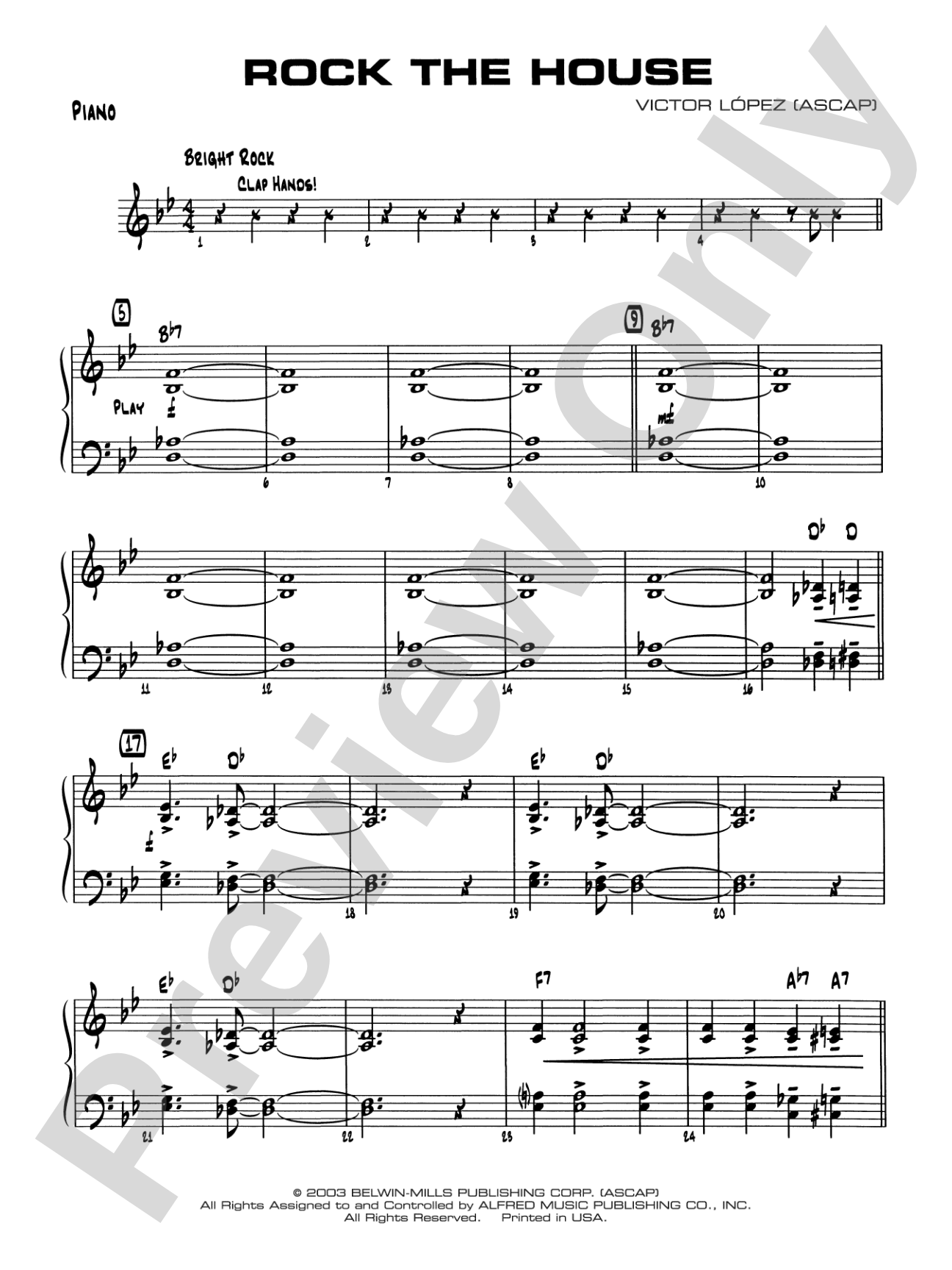 Rock the House: Piano Accompaniment