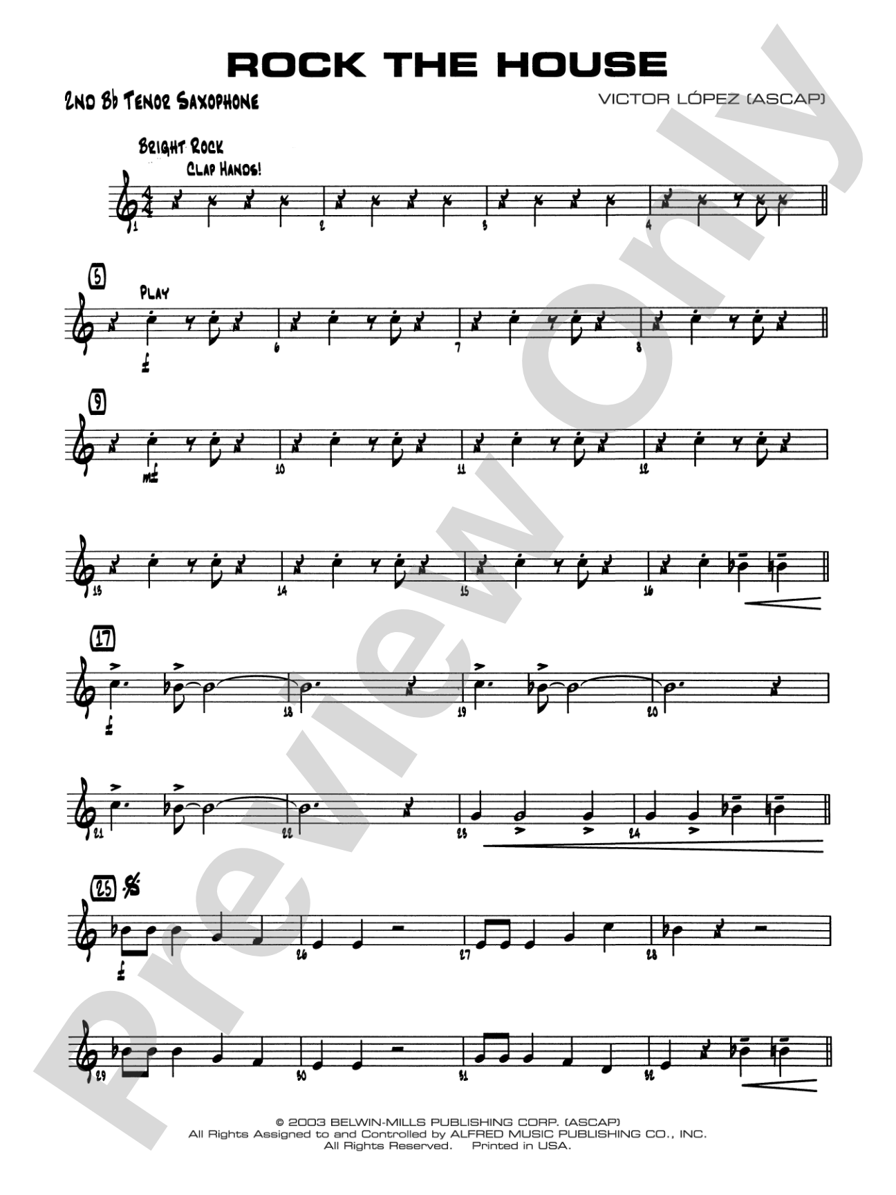 Rock the House: 2nd B-flat Tenor Saxophone
